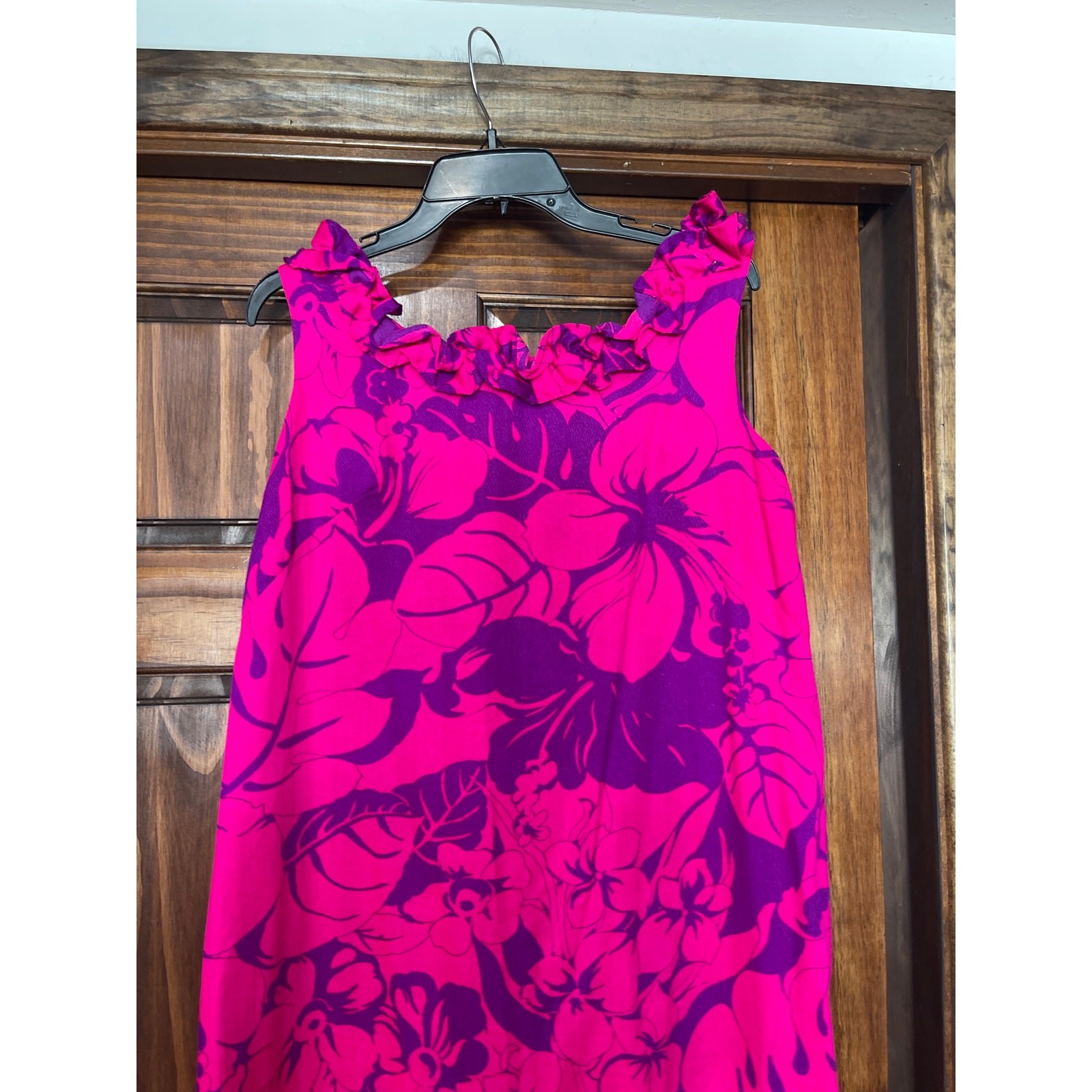 Vintage authentic 1960s – 70s Pacific Isle Barkcloth maxi dress