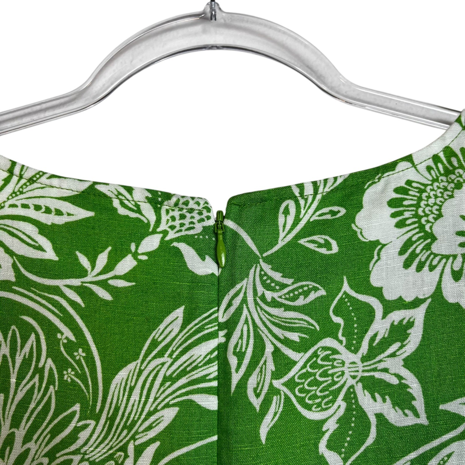 Goodthreads Green Floral Linen Blend Flutter Sleeve Tiered Mini Dress Womens M