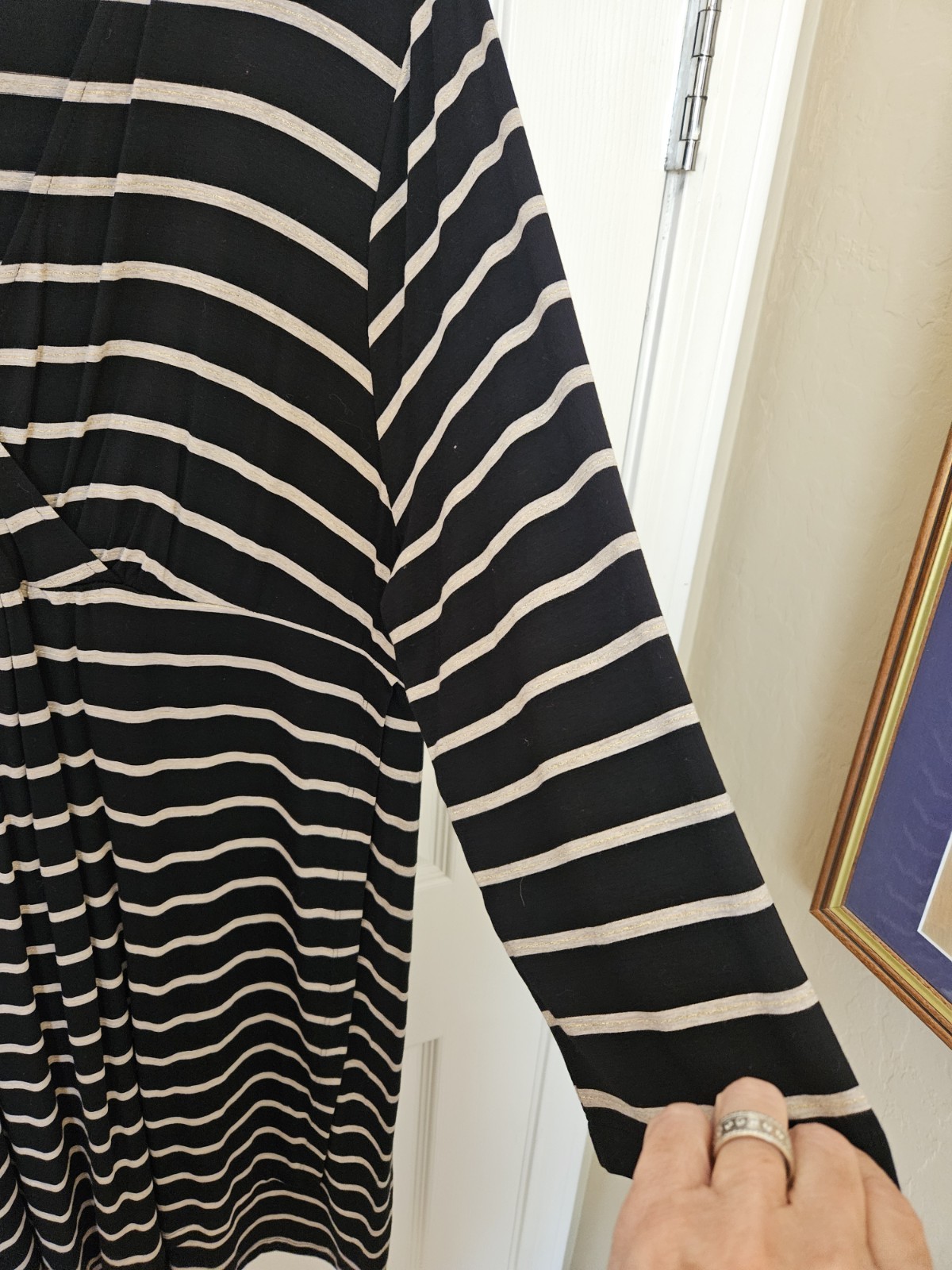 NWT Soma Elise Long Sleeve Energy Stripe Surplice Neckline Dress, Sz. XXL