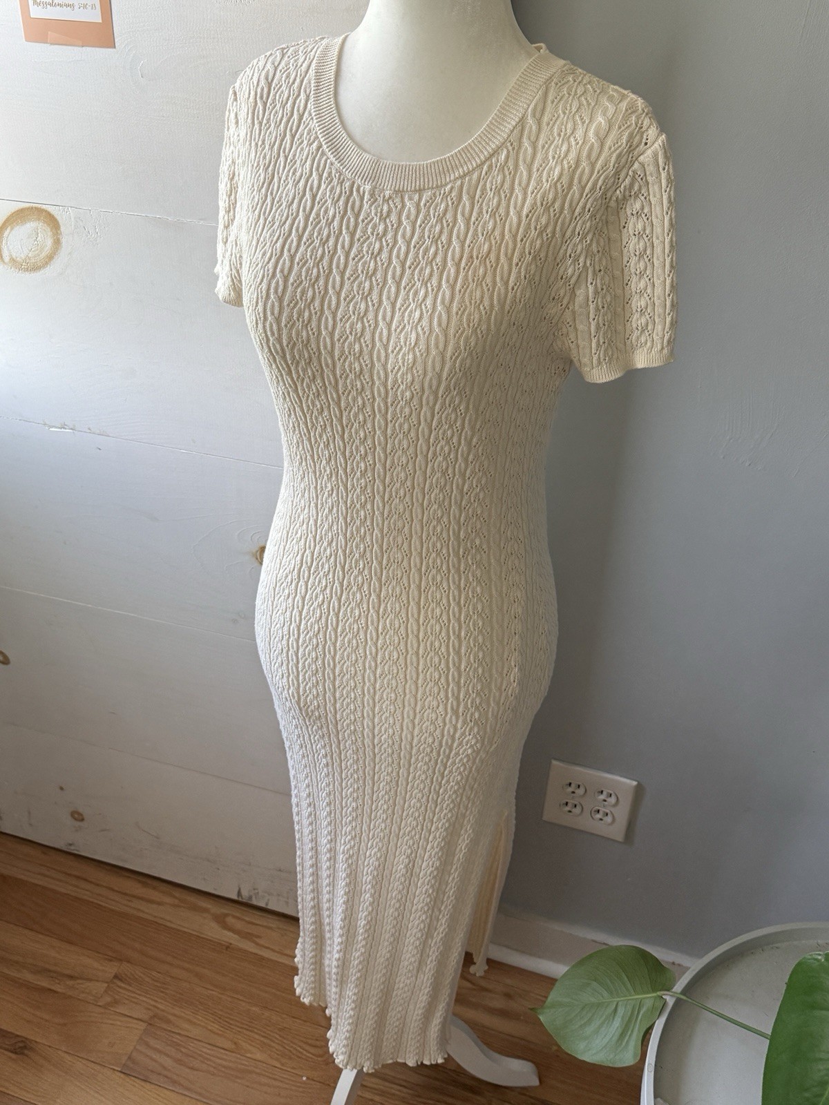 Willow And Wind Cable Knit sheath dress Almond Size L. Fits Like M New Other