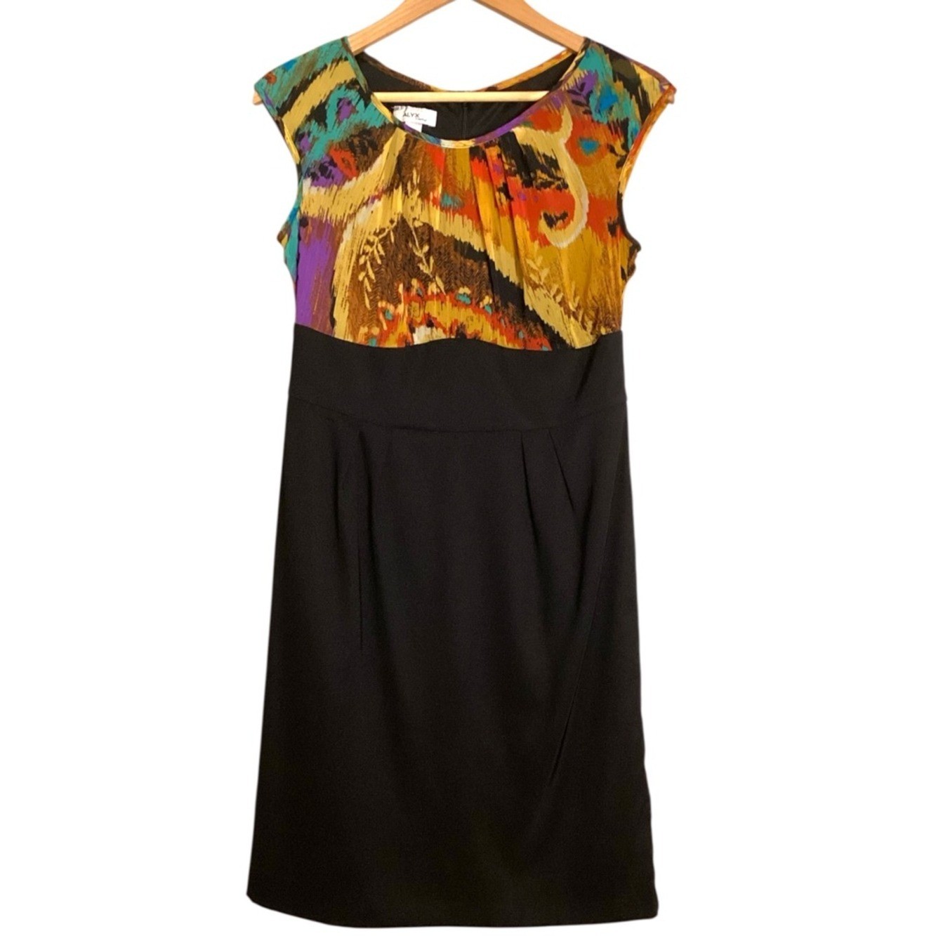 ALYX Limited Colorblock Dress Size 8 Abstract Print Cap Sleeve Sheath