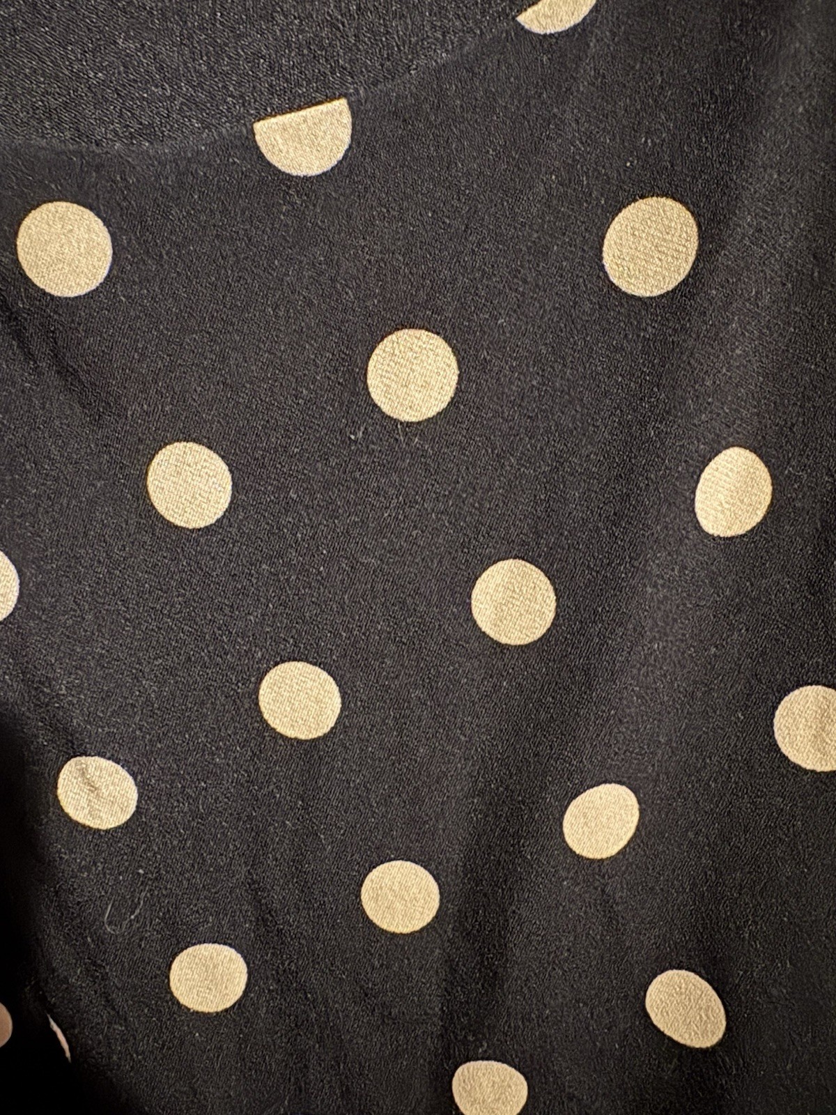 Connected Apparel, size 8 Petite, Black/Beige PolkaDot Ruched Sheath Dress