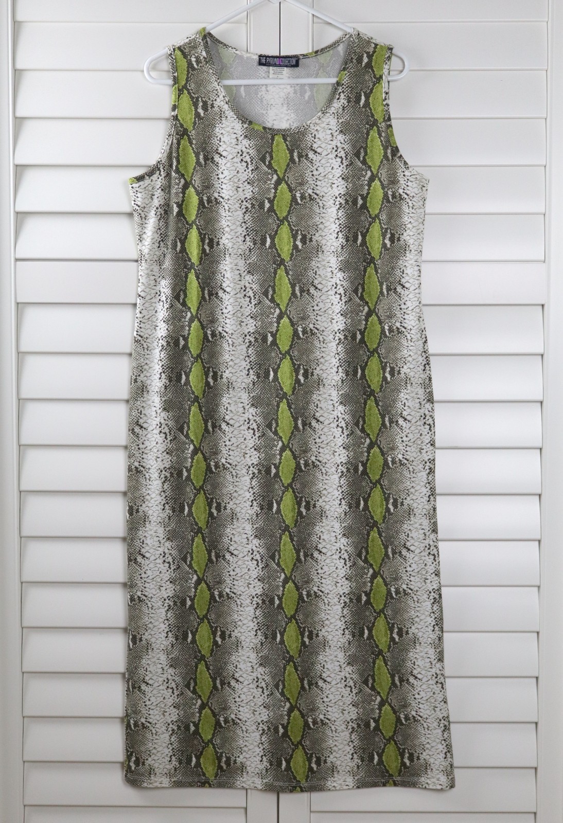 THE PYRAMID COLLECTION $89 Soft Stretch Snake Python Midi Tank Dress Size Large