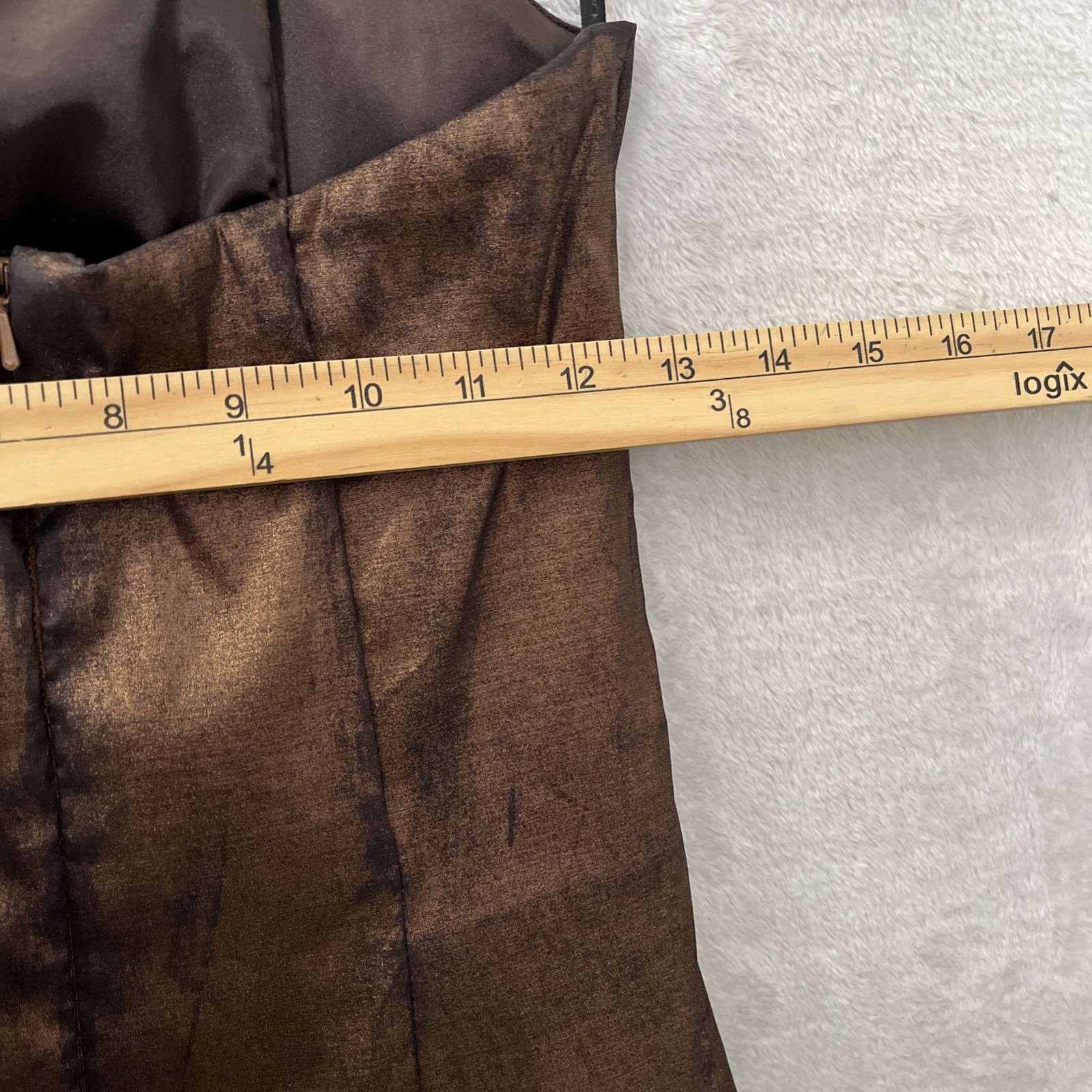 Jessica Mcclintock Womans Mini Dress Brown Solid 2 Polyester Blend Ruched Zip