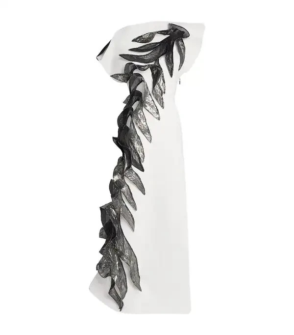 Maticevski Metallic Embellished Collider Gown, Size 6-12 , white/black, BNWT