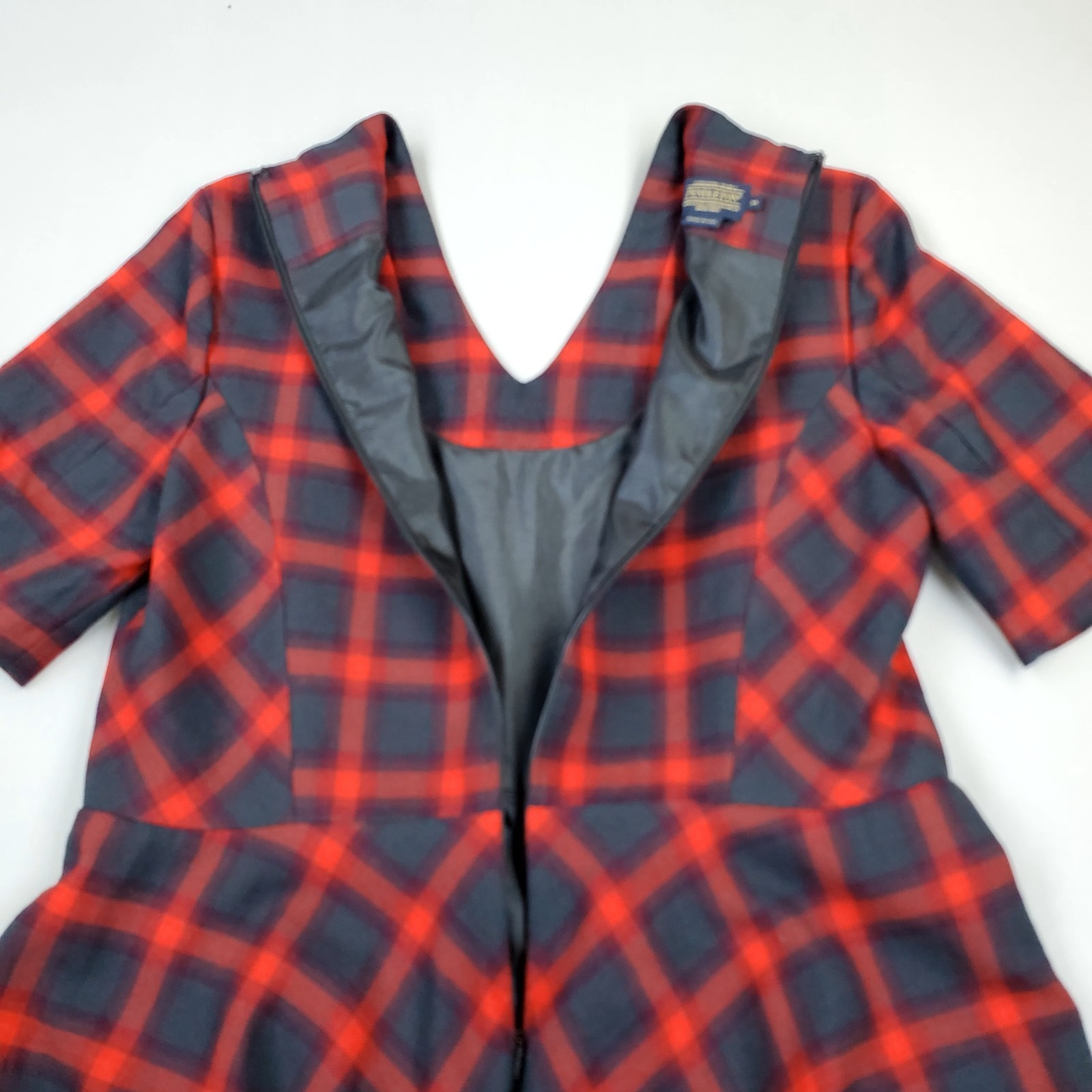 Pendleton 100% Wool Red Plaid Cunningham Tartan Jumper Lined Dress USA Made 14