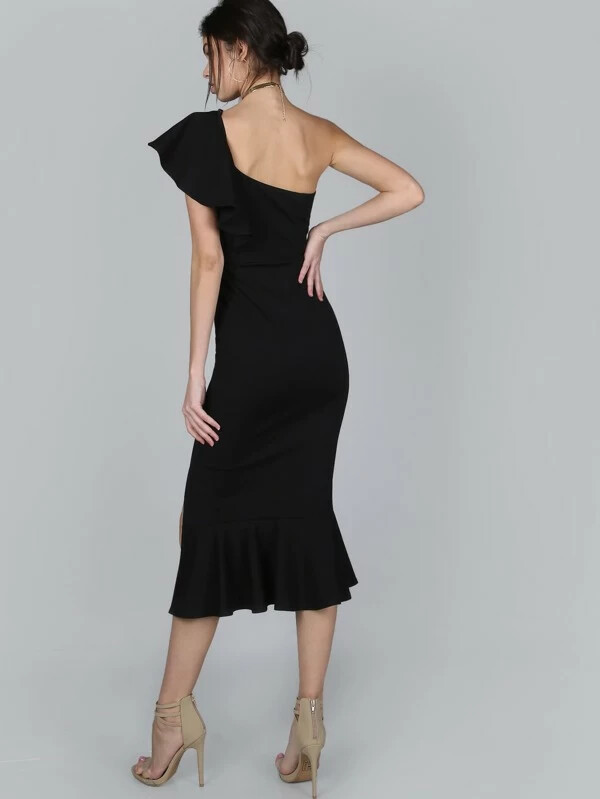 SHEIN One Shoulder Slit Pep Hem Dress Size Large New in Bag