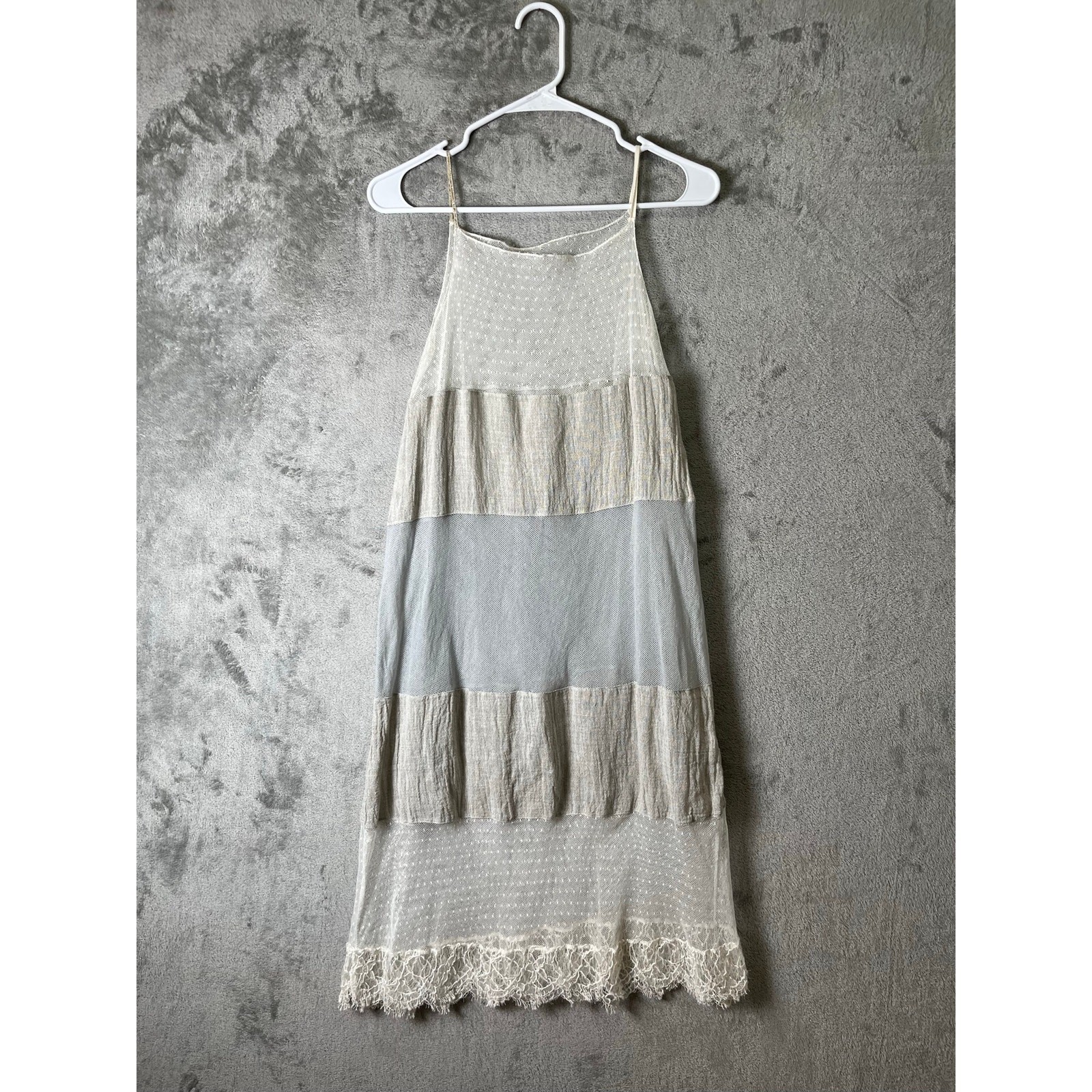 Melograno Linen Blend Layered Fringe Boho Chic Lagenlook Shabby Chic Size Small
