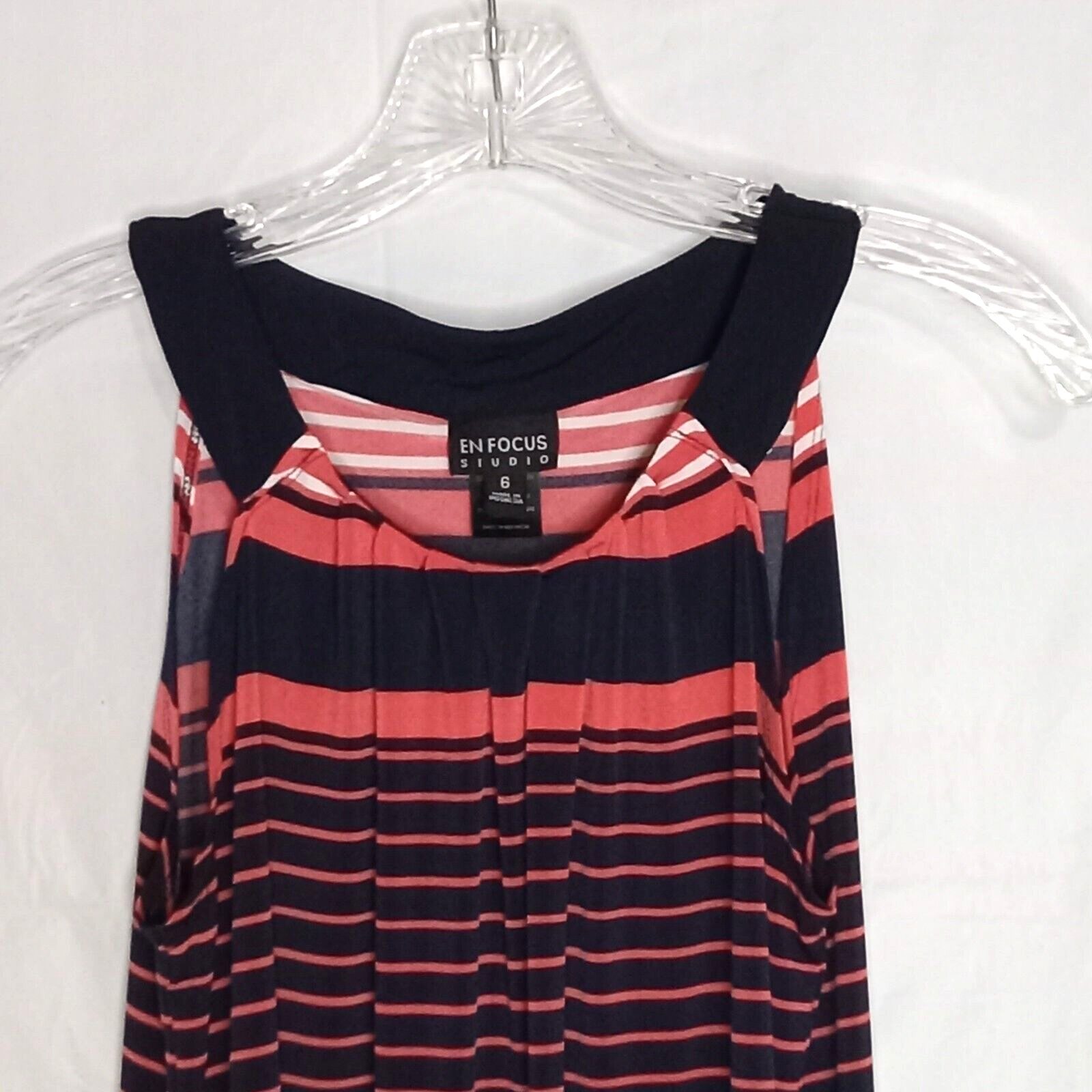 En Focus Studio Women’s Size 6 Striped Sleeveless Dress Lightweight Cool Comfort
