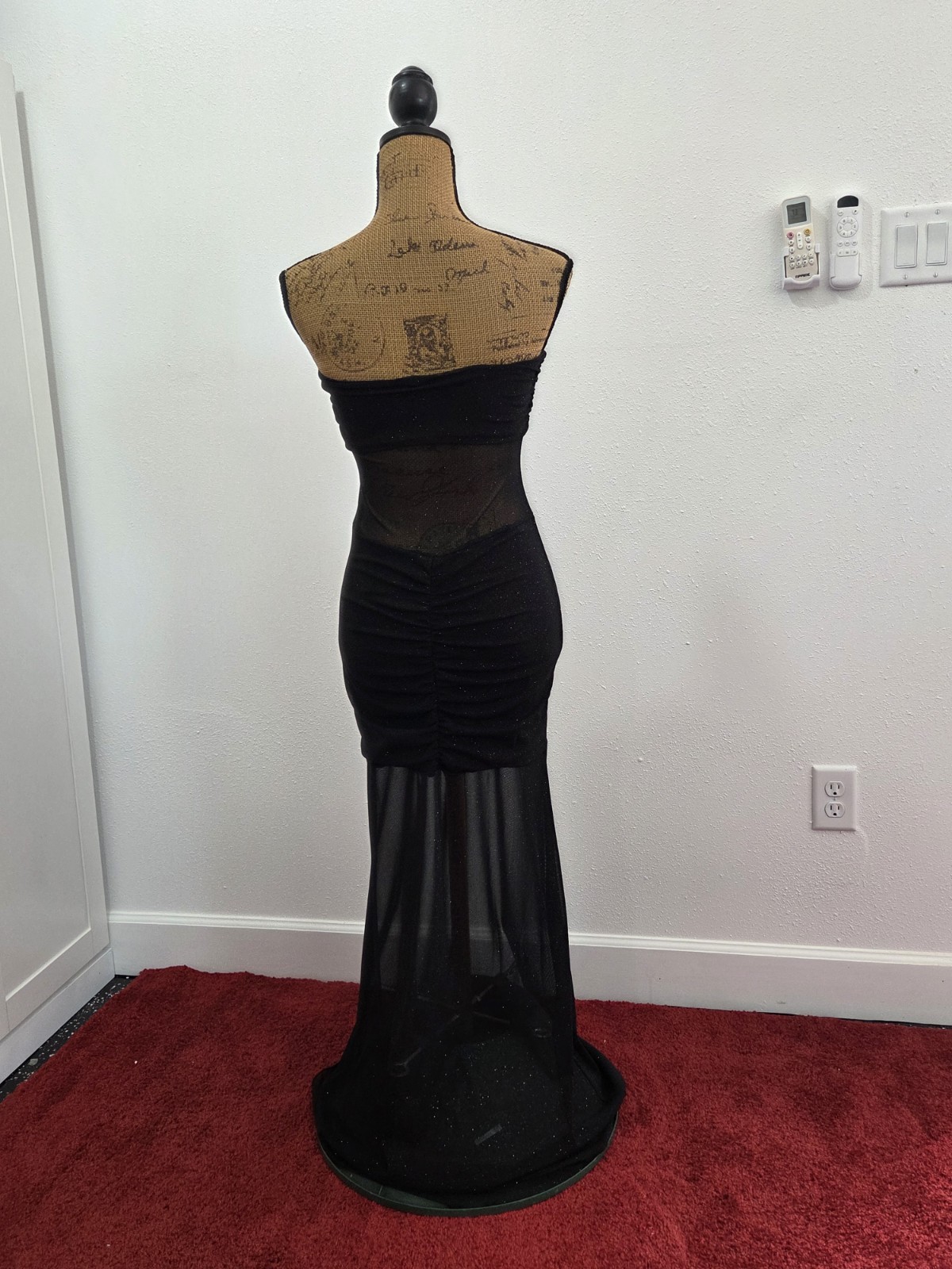 Dolls Kill Women’s Black Sparkly Mesh Maxi Dress Size S