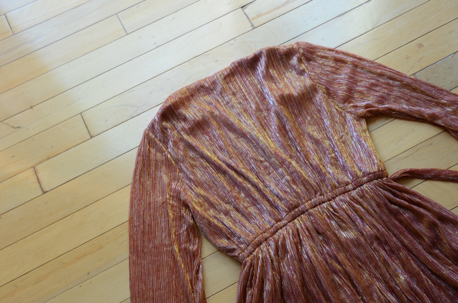 Baltic Born Elegant Rust Orange Shimmee Wrap Dress Size L