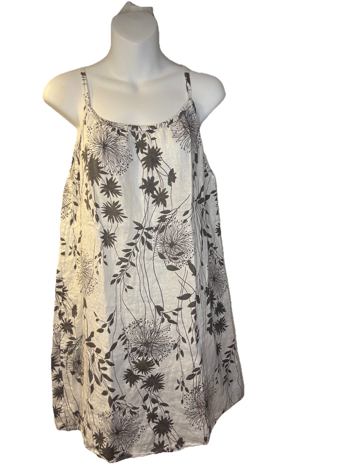 Lingo L’Arno 100% Italian Linen Floral Thin Strap Midi Sundress Size M