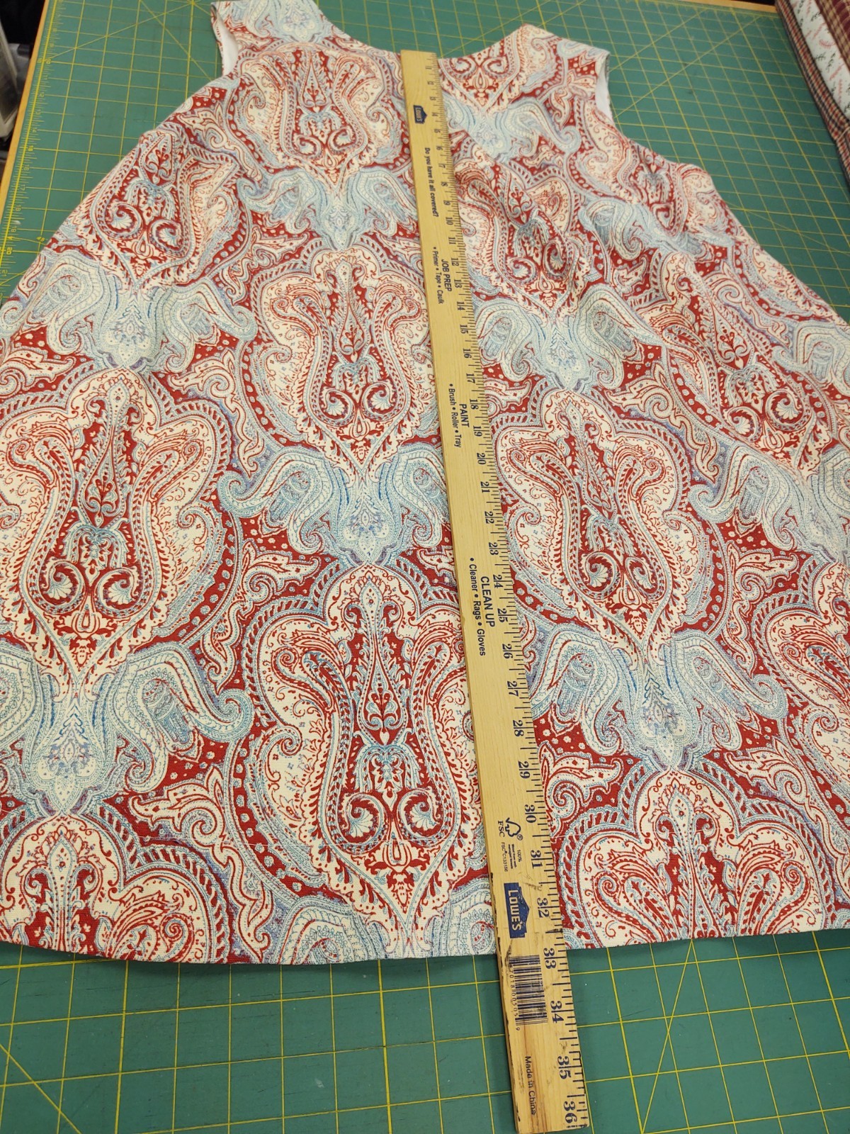 Handmade Viki Sews Pattern Swing Lined Tunic Red Blue Paisley Dress Size 18/20