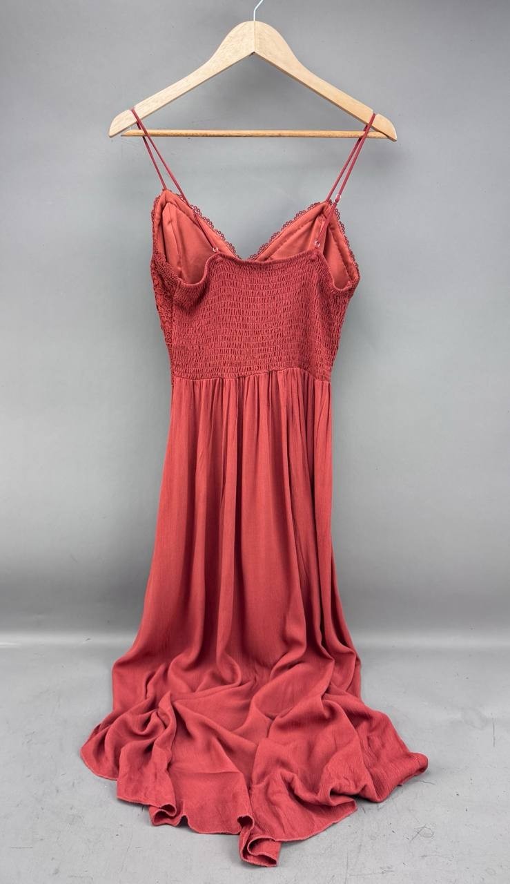Faded Rose Womens Red Crochet Maxi Slip Dress Size M