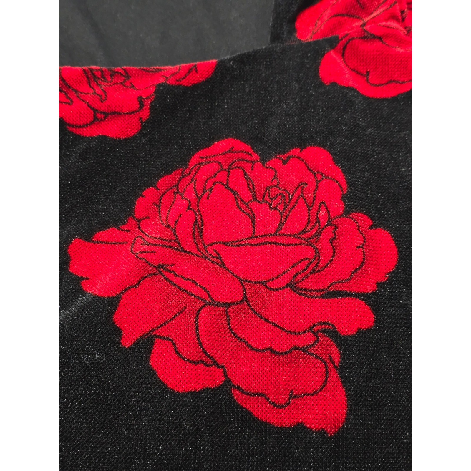 Thirty Thirty LA Red Rose Velvet Mesh Bell Sleeve Mini Dress Black M 7DDED260