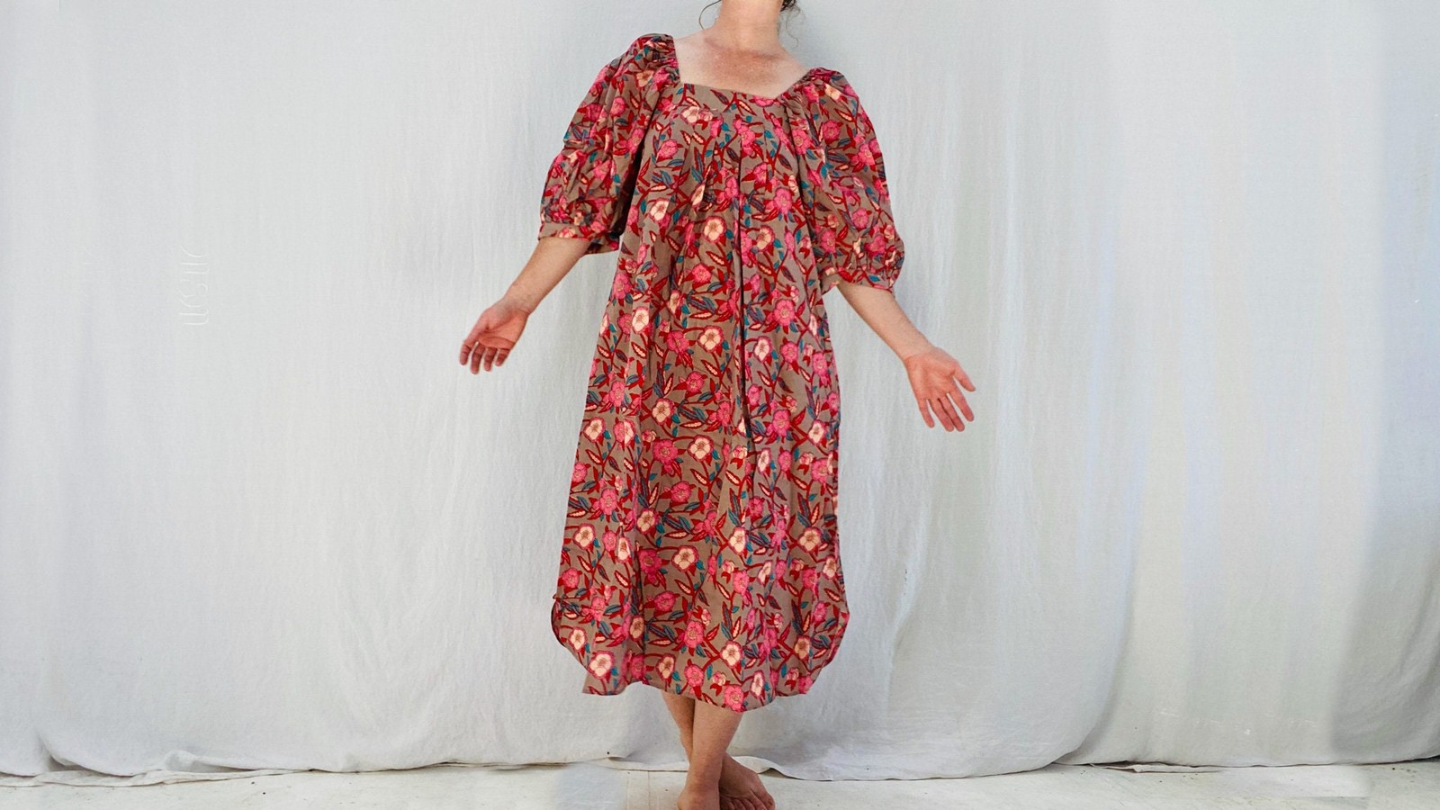 Block Print Dress. Floral Print.