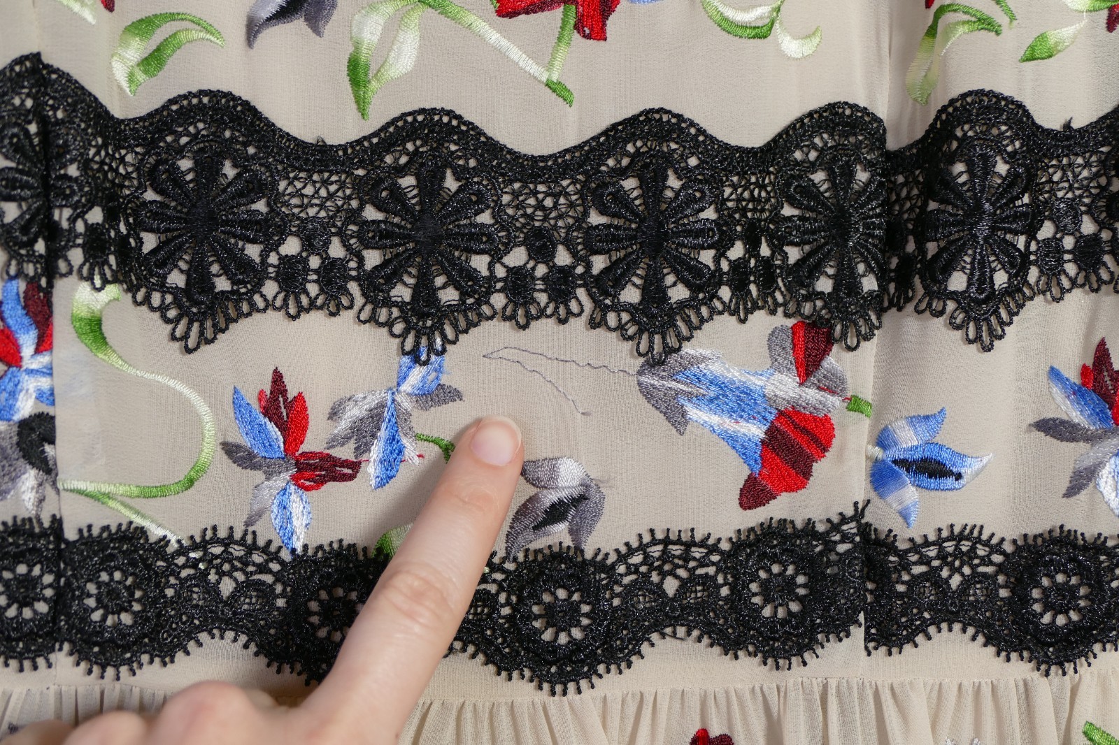 Geode Womens Boho Floral Embroidered Midi Dress Size M Lace Garden Party Dainty