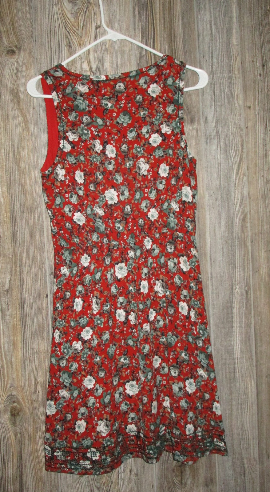 Market & Spruce Floral Gauze Red Embroidered Trim V-Neck Sleeveless Dress Size M