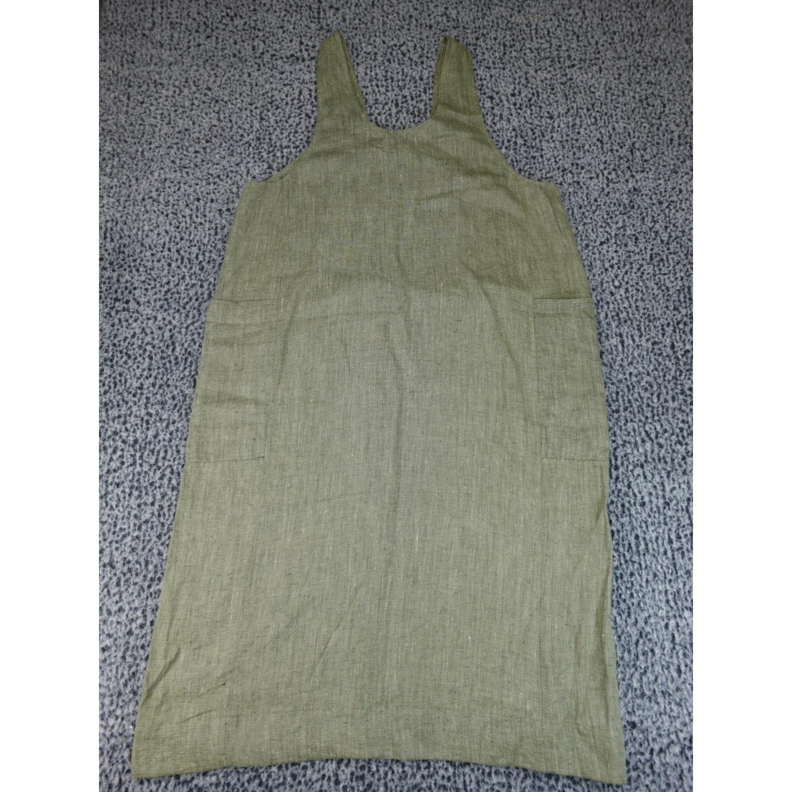 FLAX by Angelheart Womens Large Sage Green 100% Linen Button Front Jumper Dress