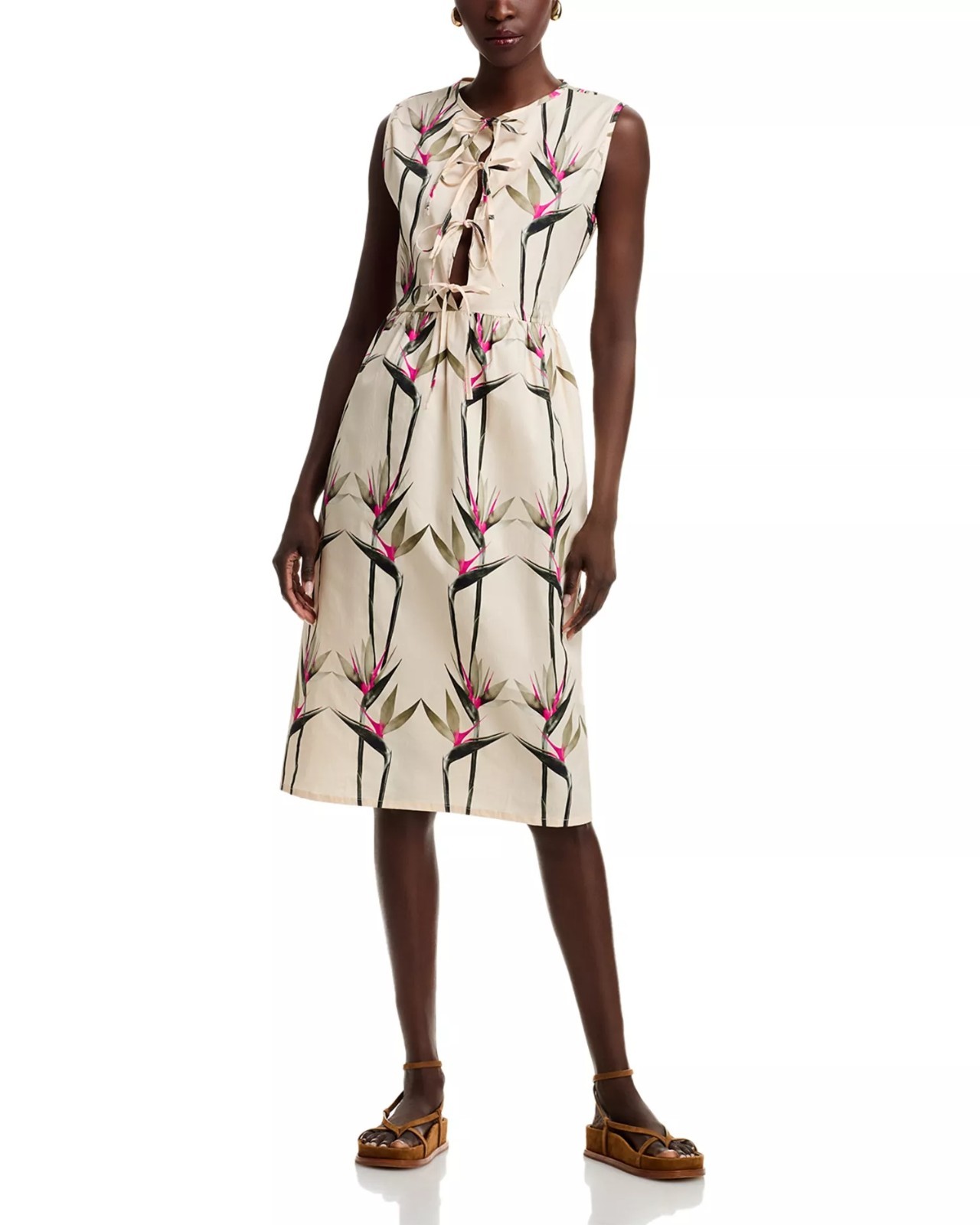 275$ THE LULO PROJECT Hortensia Dress Sleeveless Birds of Paradise Size M Ivory