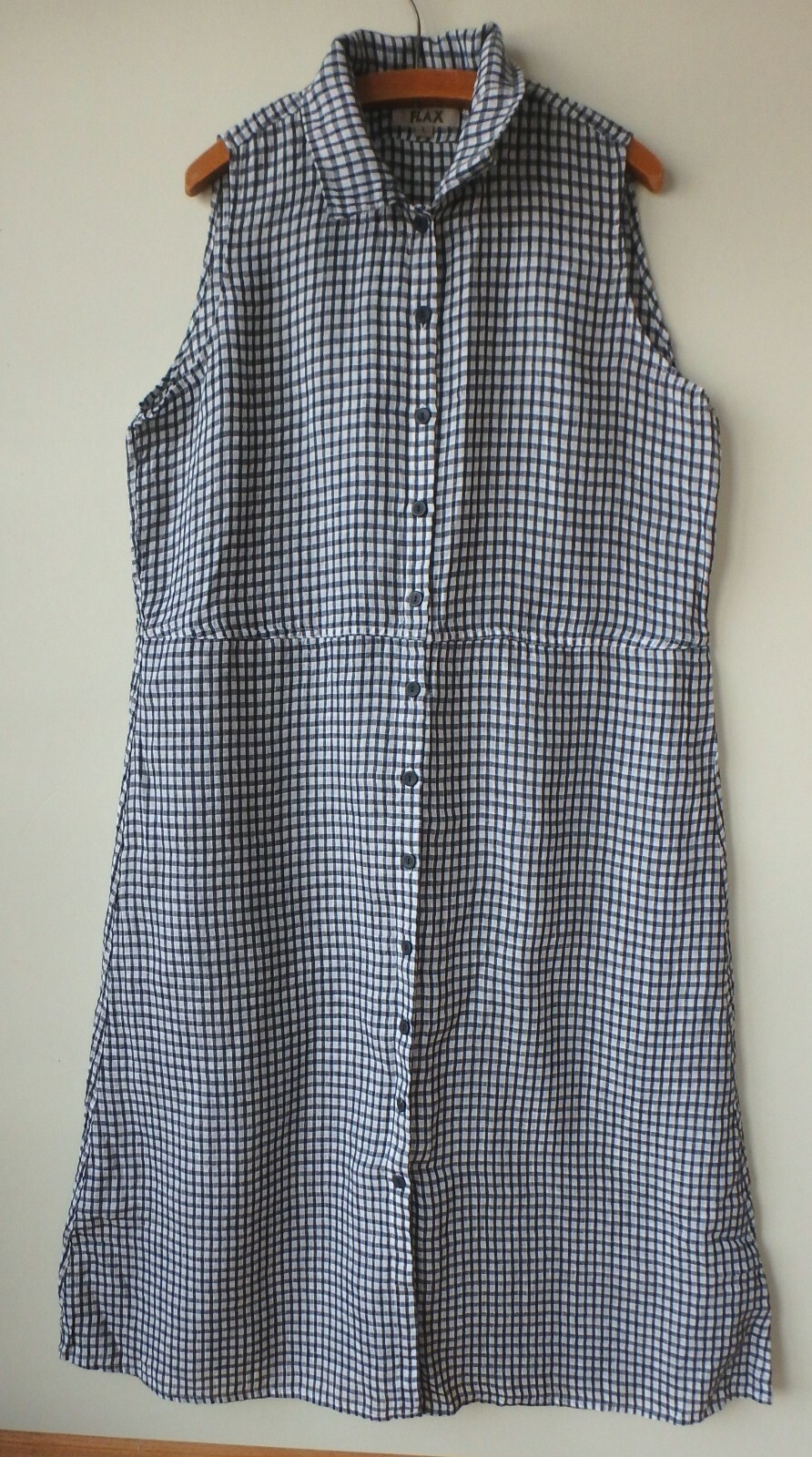 FLAX Designs Dress L NWOT Maxi Dress NAVY GINGHAM