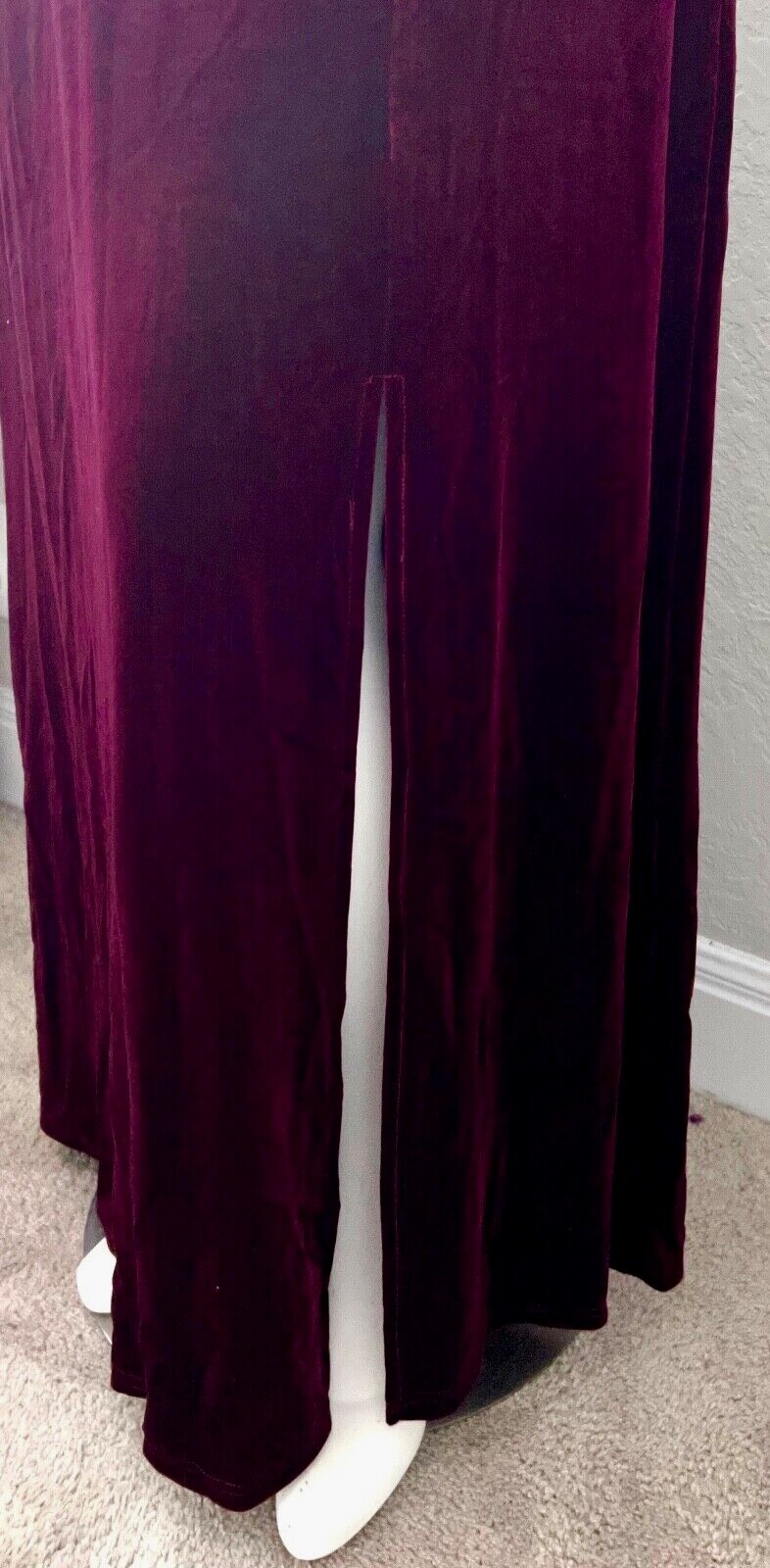 See N Be Seen Velvet Long Maxi Cape Style Dress Burgundy Wine Plus 1X 2X – New!