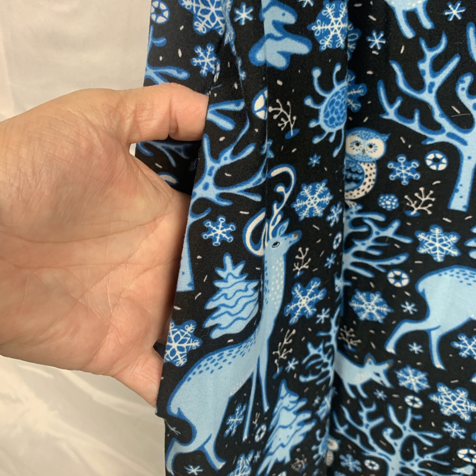 Knit Swing Dress A-Line Womens 2XL Pockets Fairycore Owl Deer Fox Black Blue