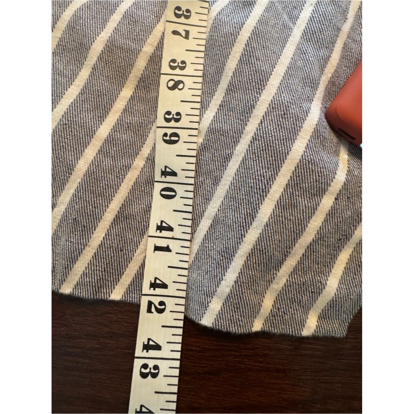 Banana Republic womens Gray & White Striped Classic Midi Wrap Dress linen blend