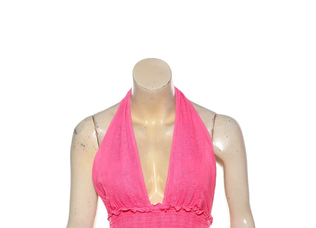 LoveShackFancy Deanna Heritage Halter Mini Dress XXS P Halter Pink Cotton 46361