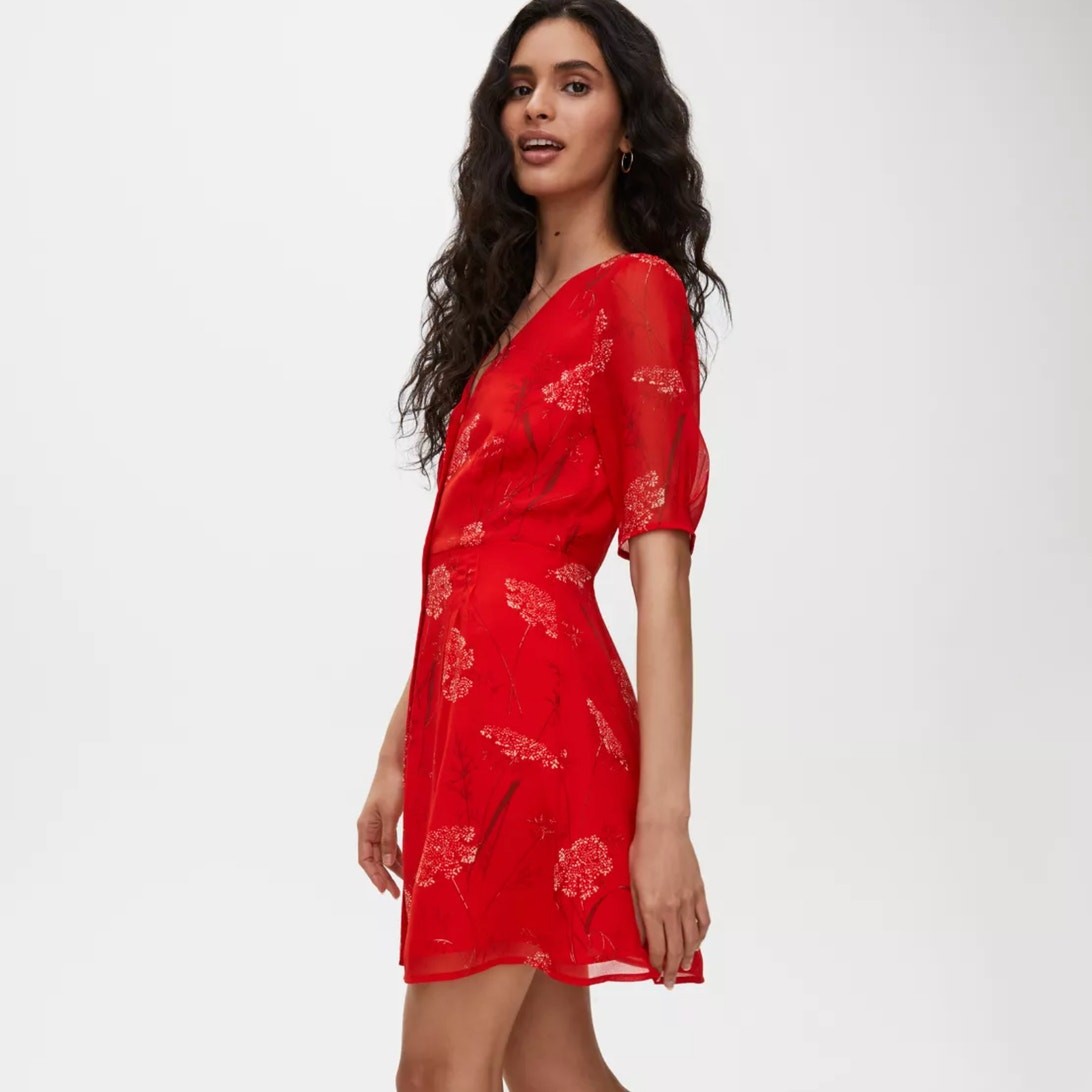 WILFRED x ARITZIA Button Front Dress Flame Scarlet Red {VV31}