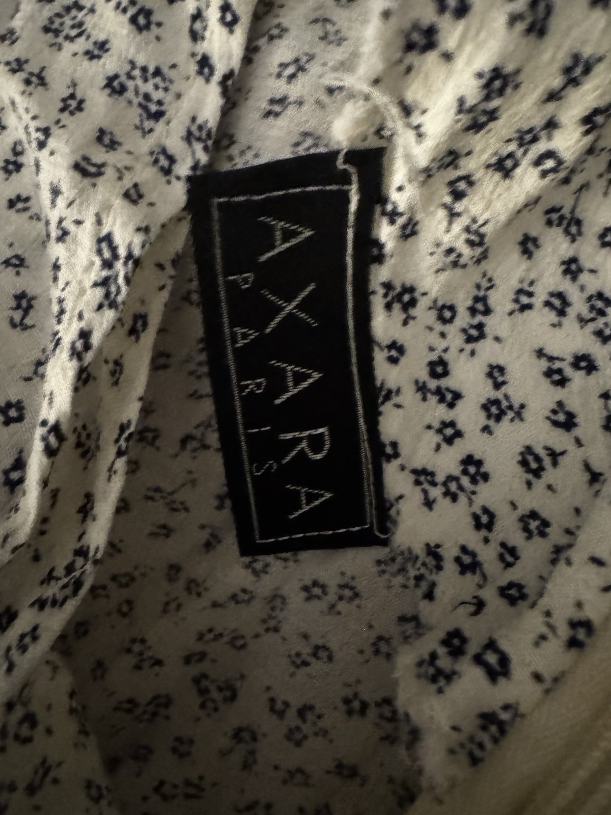 Axara Paris Sleeveless White With Blue Flower Sun Dress Sz UK 44/US 12 Designer