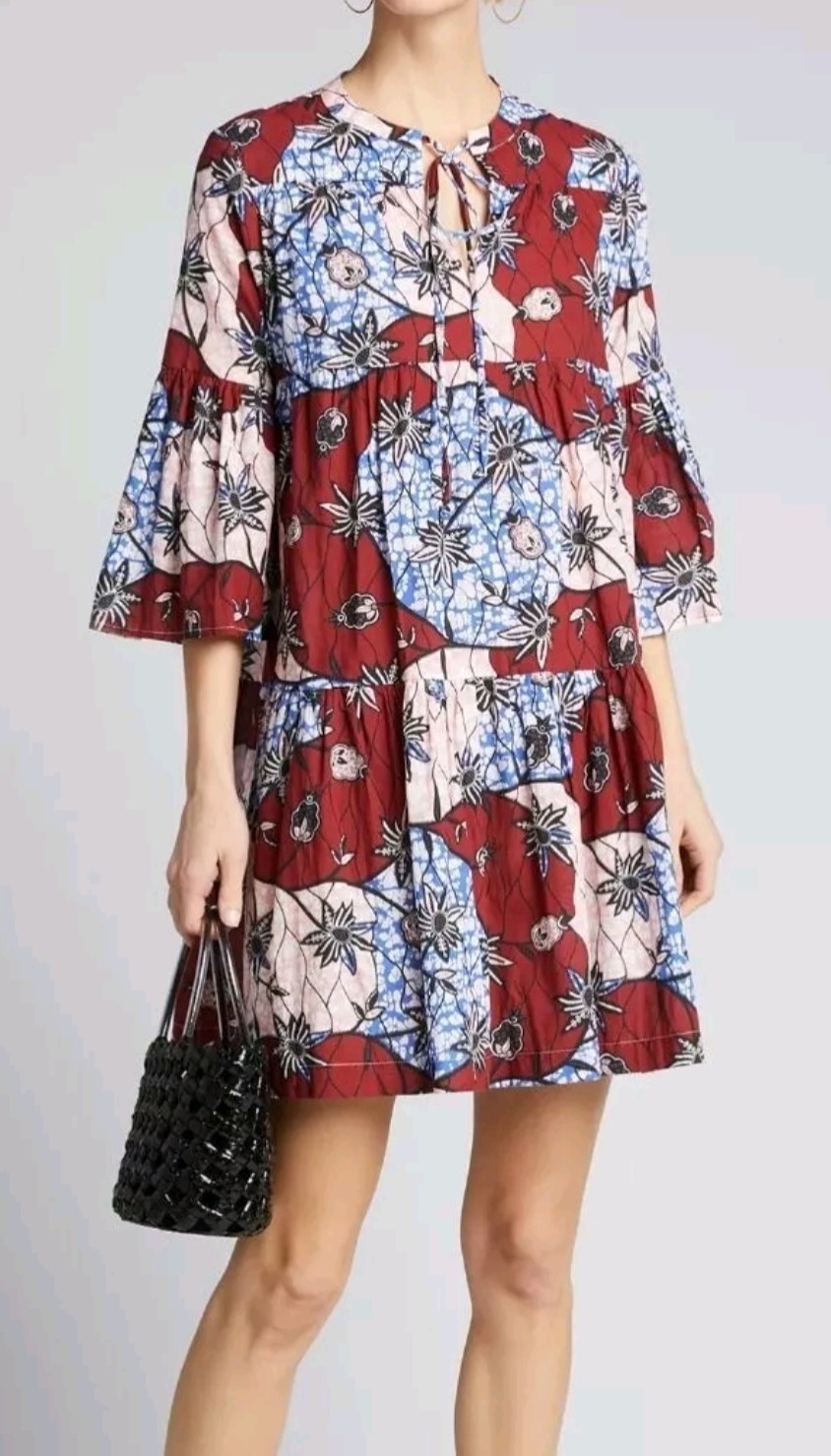 WARM NY Wax Poetic Tiered Garden Cotton Dress Size 1 S/M Cottage Core