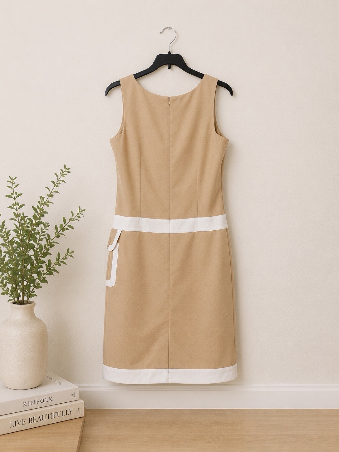 Metrostyle Beige Sheath Dress Size 16 Sleeveless