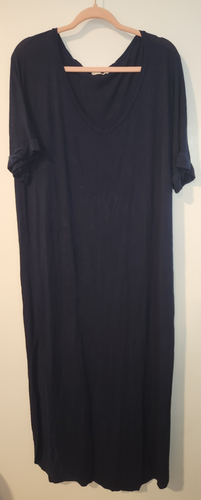 Promesa Womens Sz XL/XXL Navy Blue V-Neck High Slit Maxi Dress