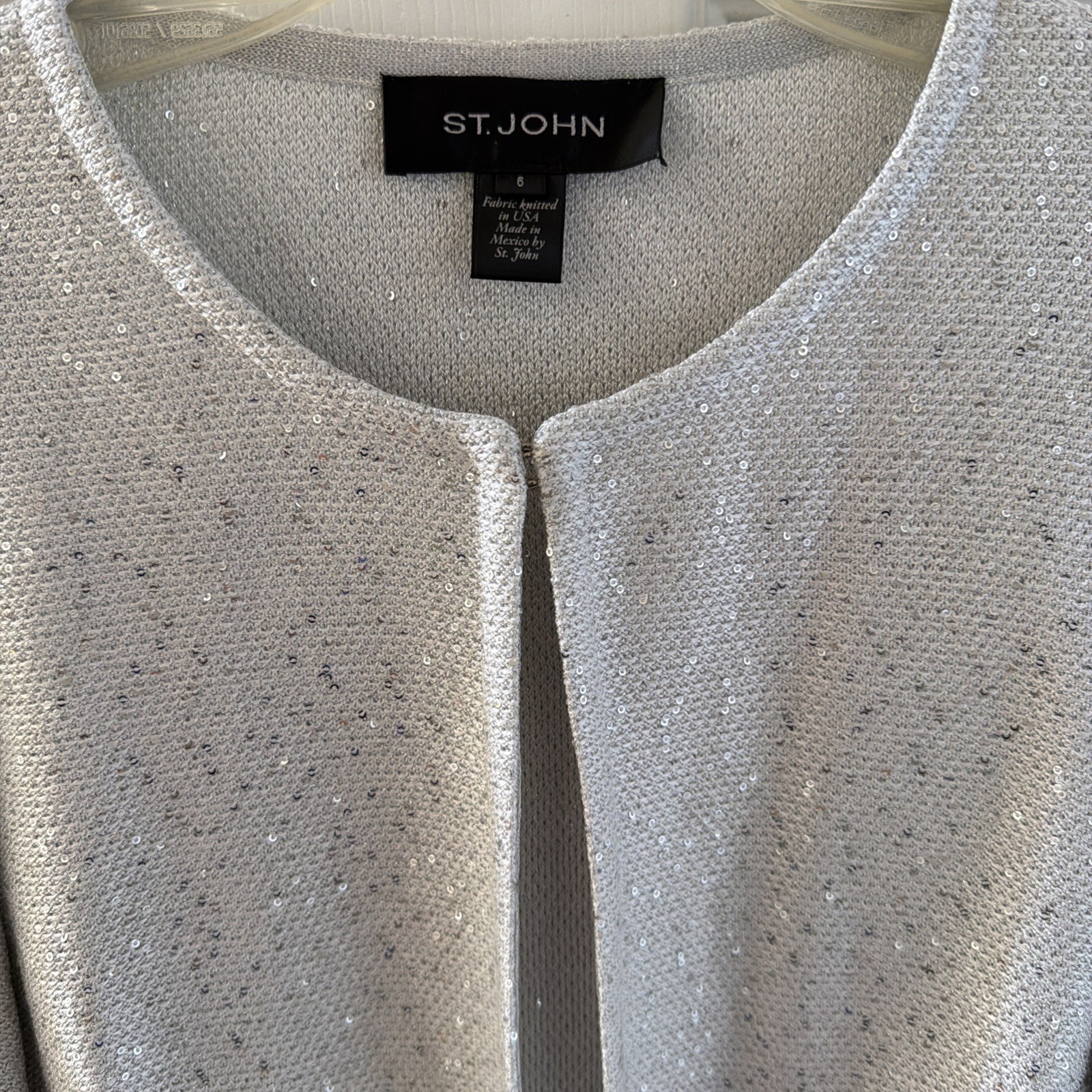 St. John Knits “Evening” Jacket Silver Sequins Size 6