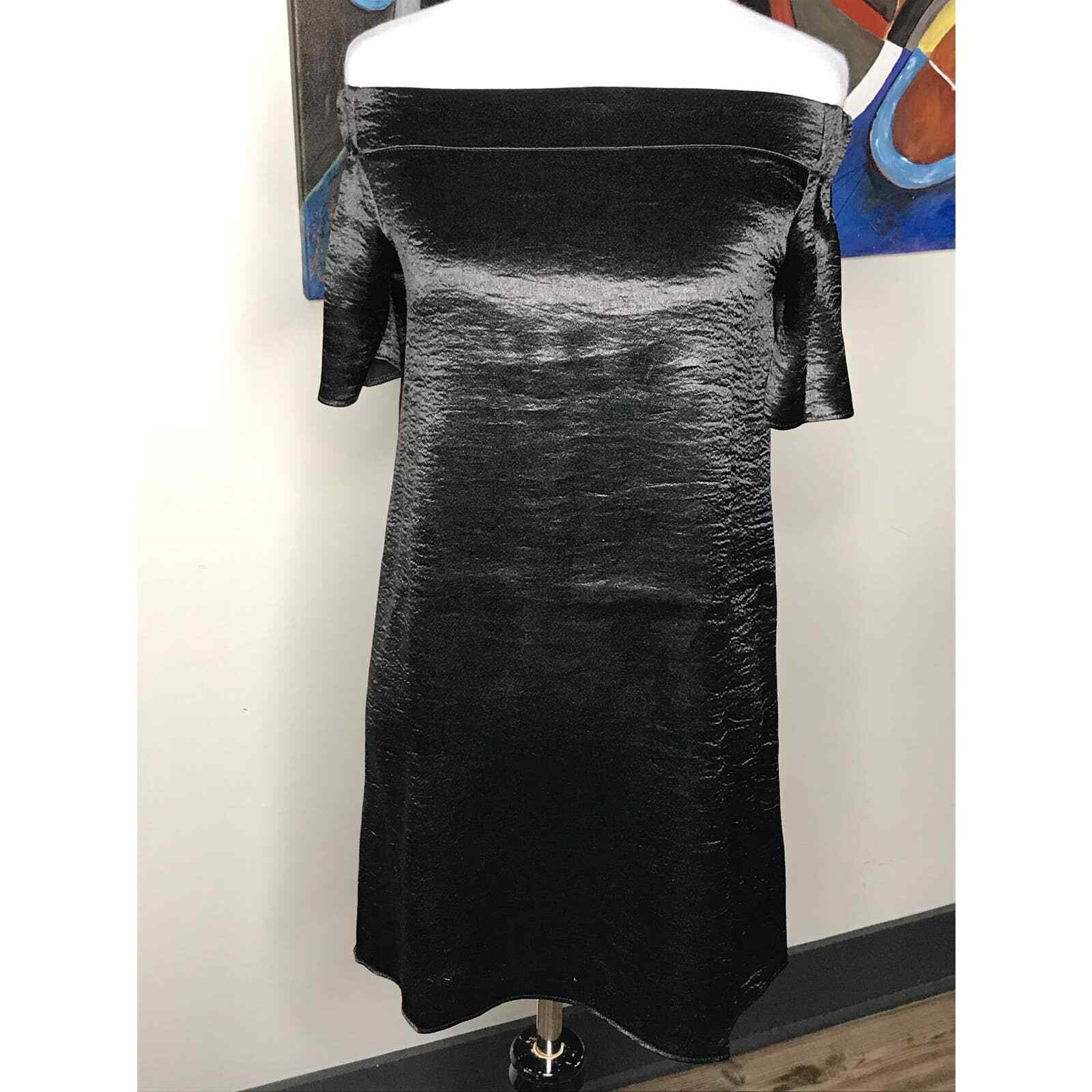 Black Cocktail Dress Off Shoulder Silky Dress Alythea Womens Sz Sm
