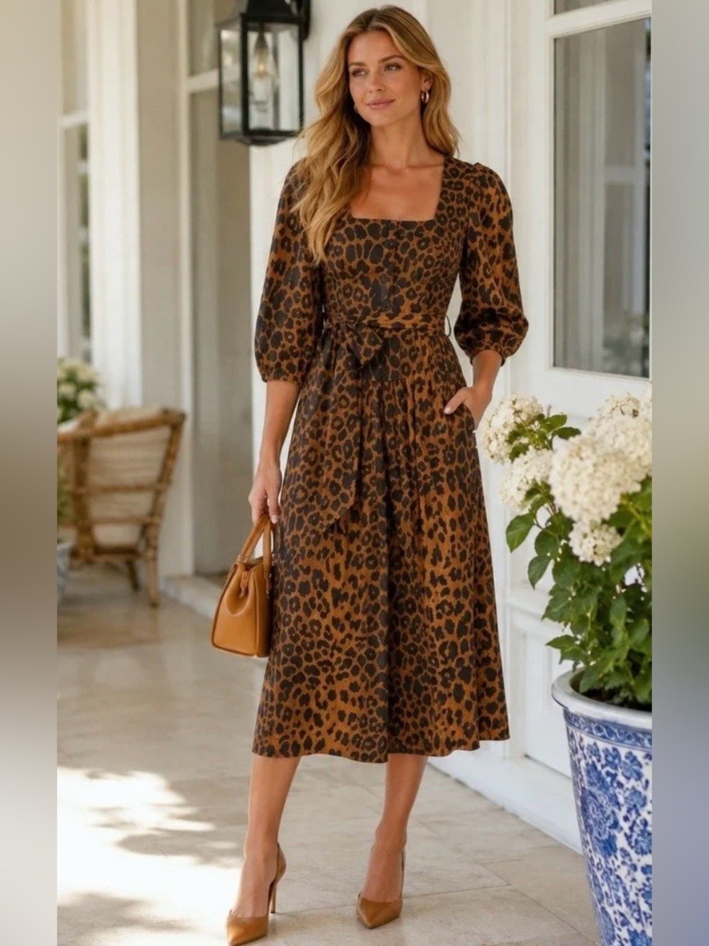 2 Tuckernuck Leopard Print Graciela Midi Dress