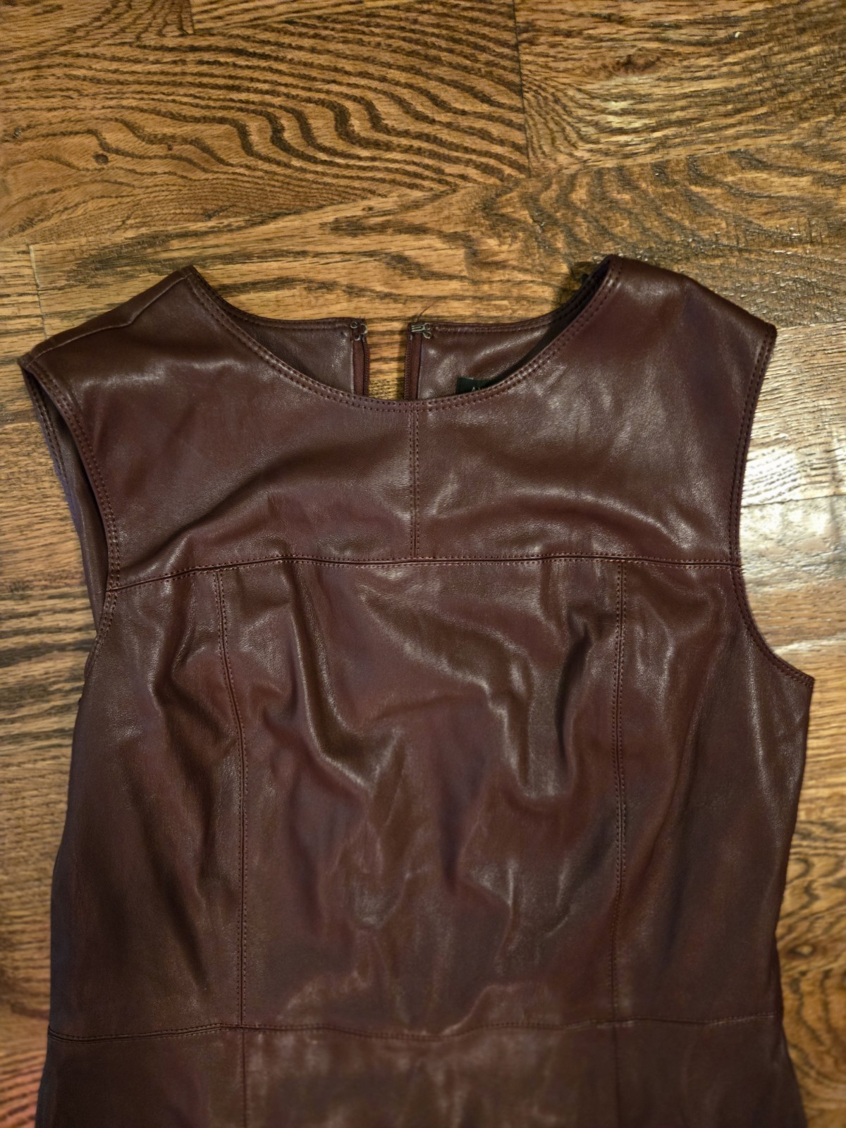 ANN TAYLOR Seamed Faux Leather Sheath Dress Size 6 (Regular) Mauve Rose