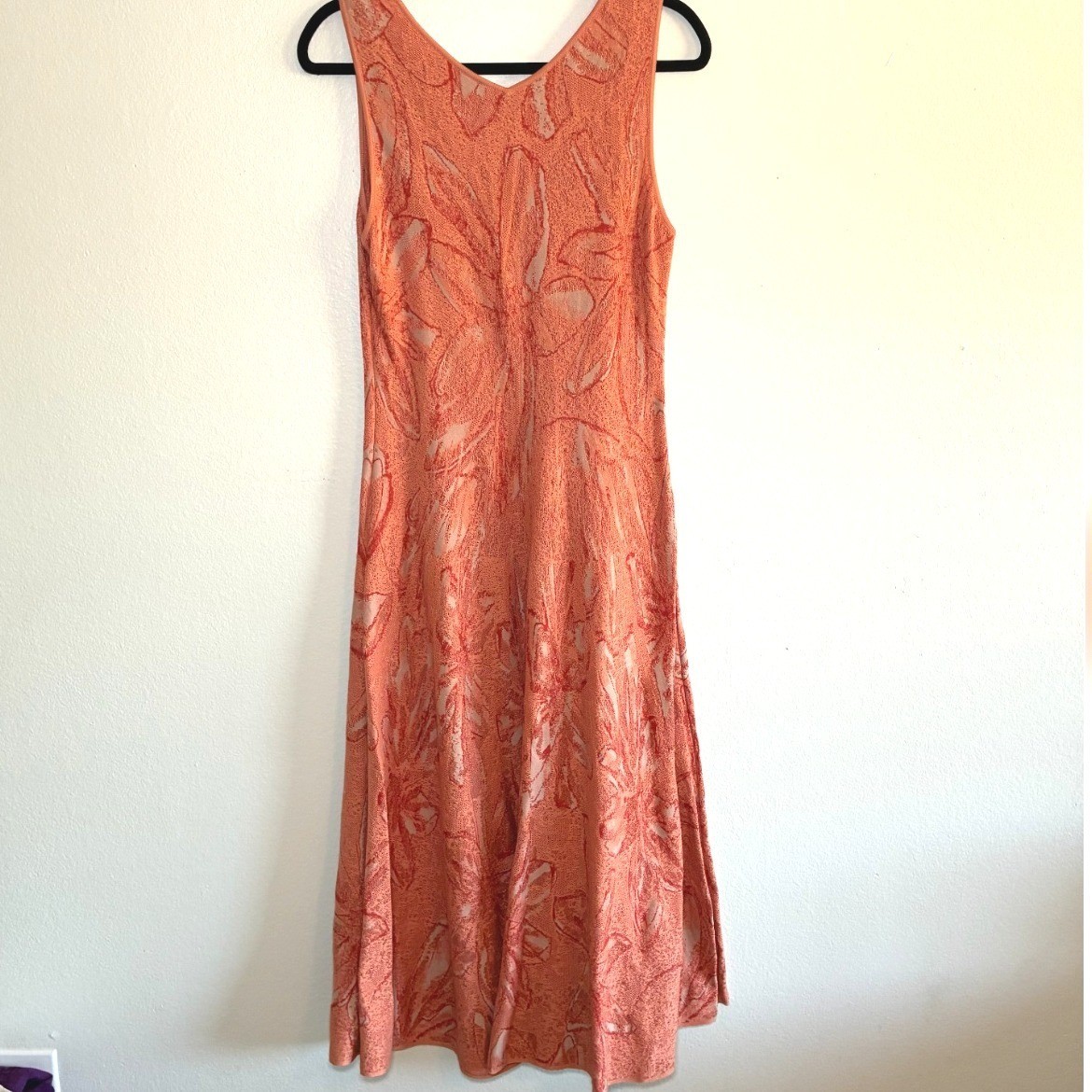 Peruvian Connection Jacquard Knit Midi Dress Pima Cotton Boho Coastal Medium