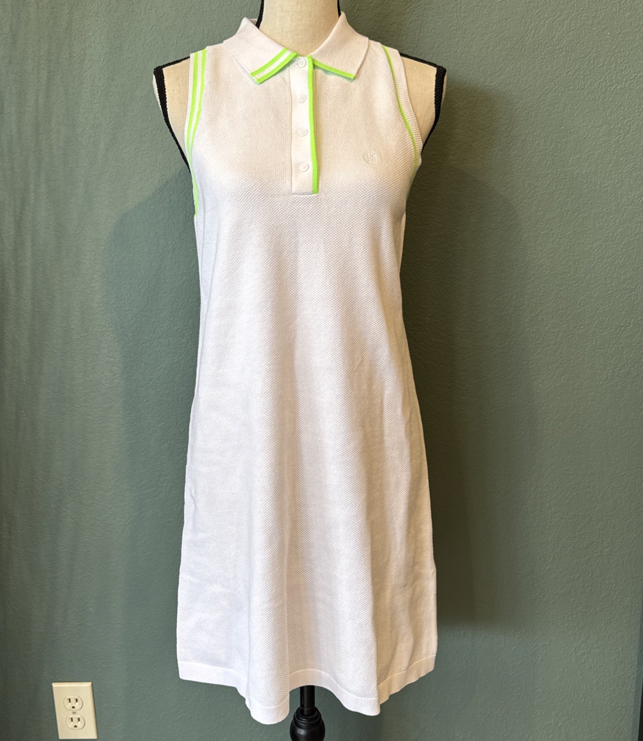 NWT G/Fore Fully Fashioned Cotton Pique Sleeveless Polo Dress White Size S