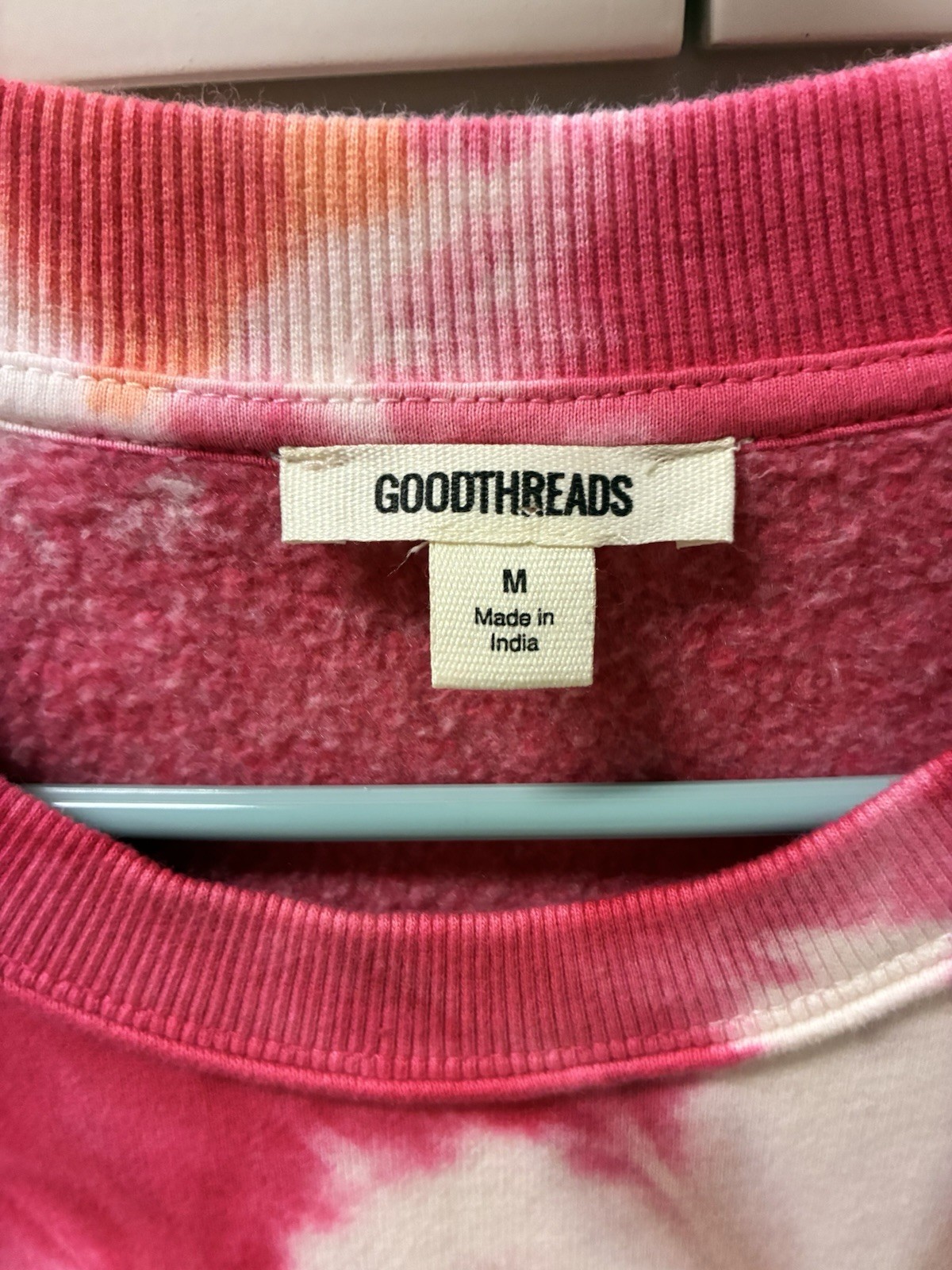 Goodthreads Tie Dye Puff Sleeve Sweater Dress Pink Orange Long Sleeve Size M