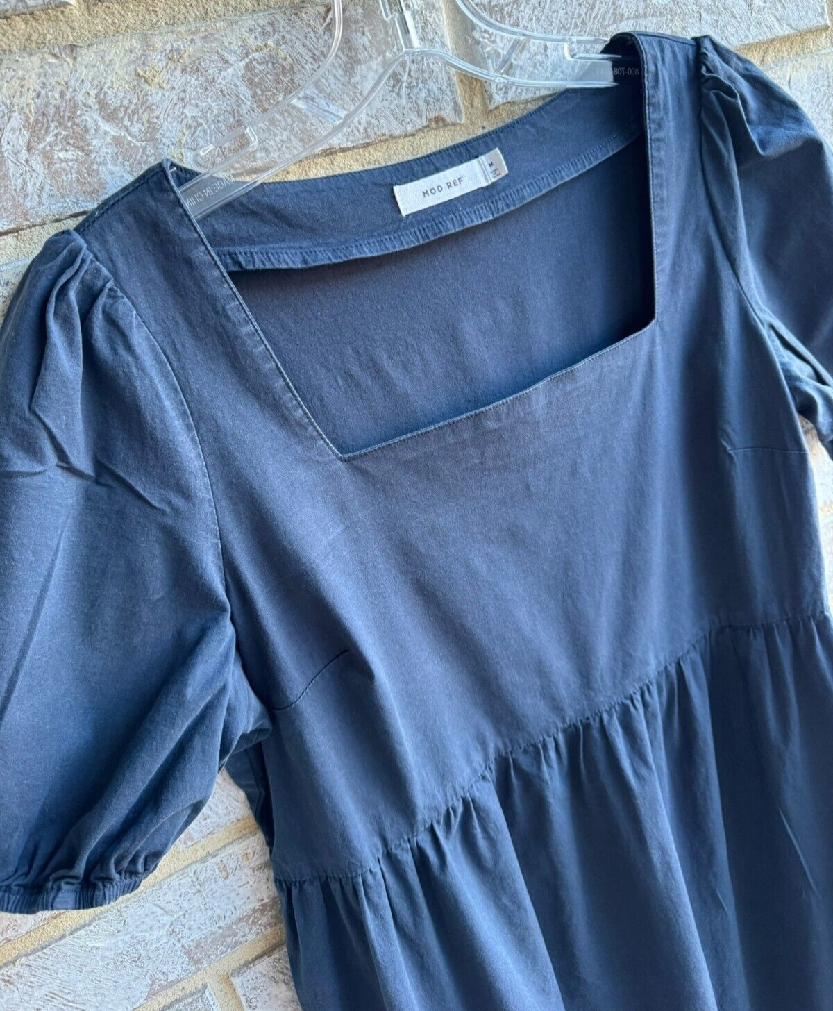 MOD REF Square Neck Puff Short Sleeve Tiered Dress Women’s Size M