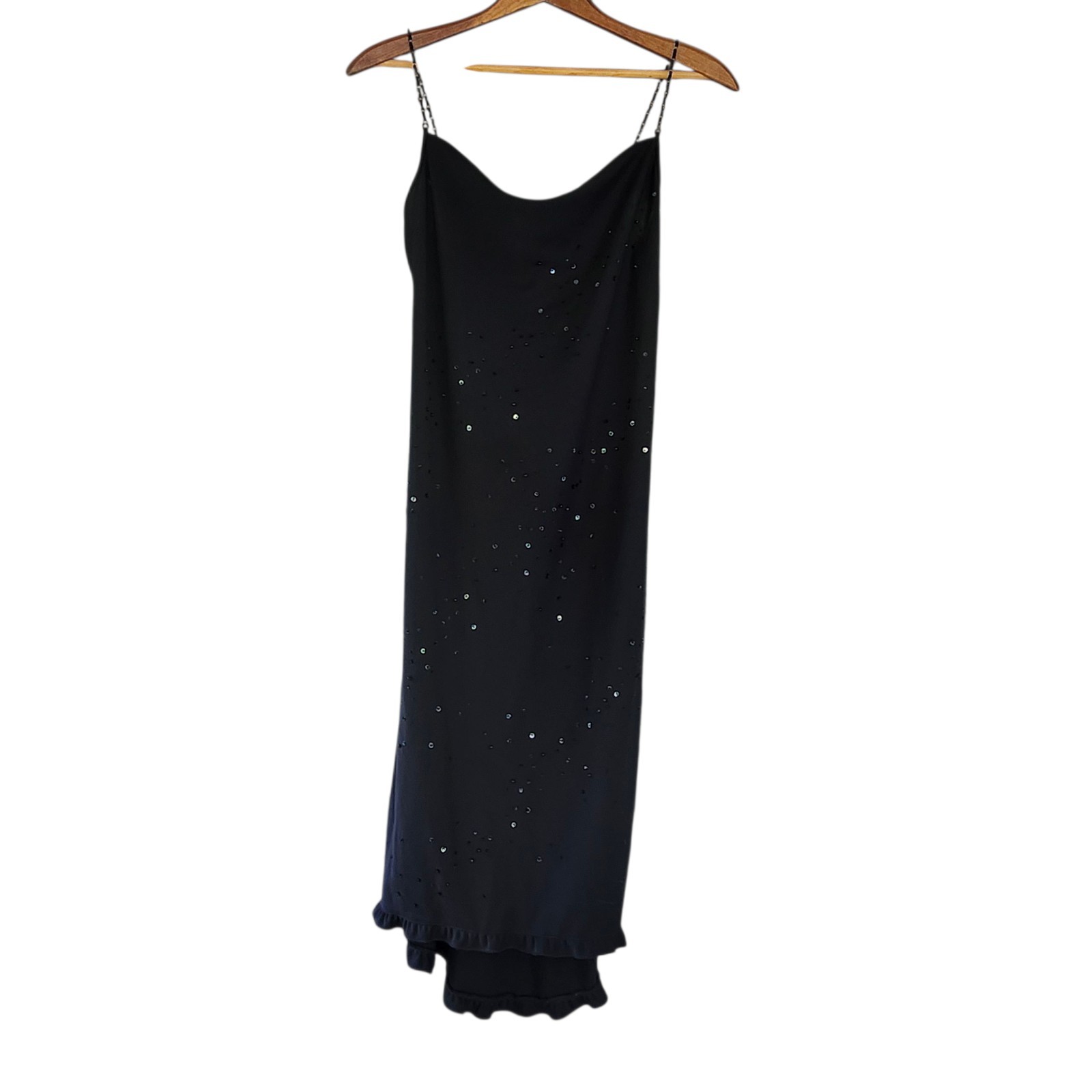 Y2K Black Dress Whimsygoth Fairy Beaded Ruffle Hem Deadstock NWT Dusk Size 4