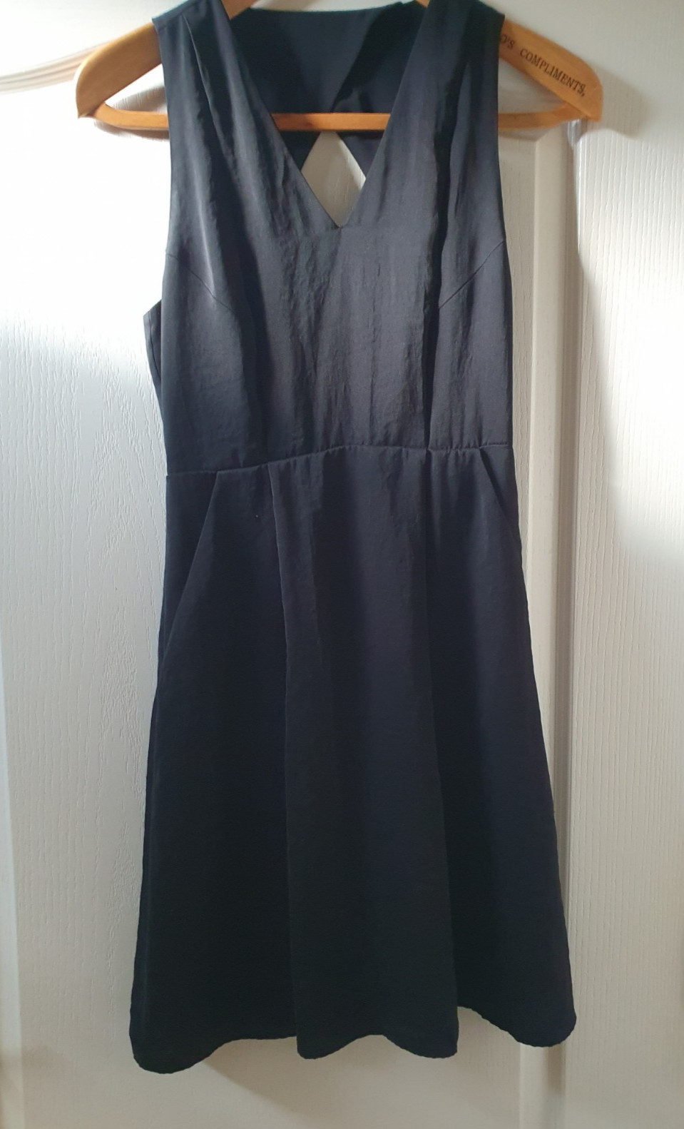Whistles Women’s Skater Dress UK 6 Black Lined Sleeveless Pockets Cut Out Back