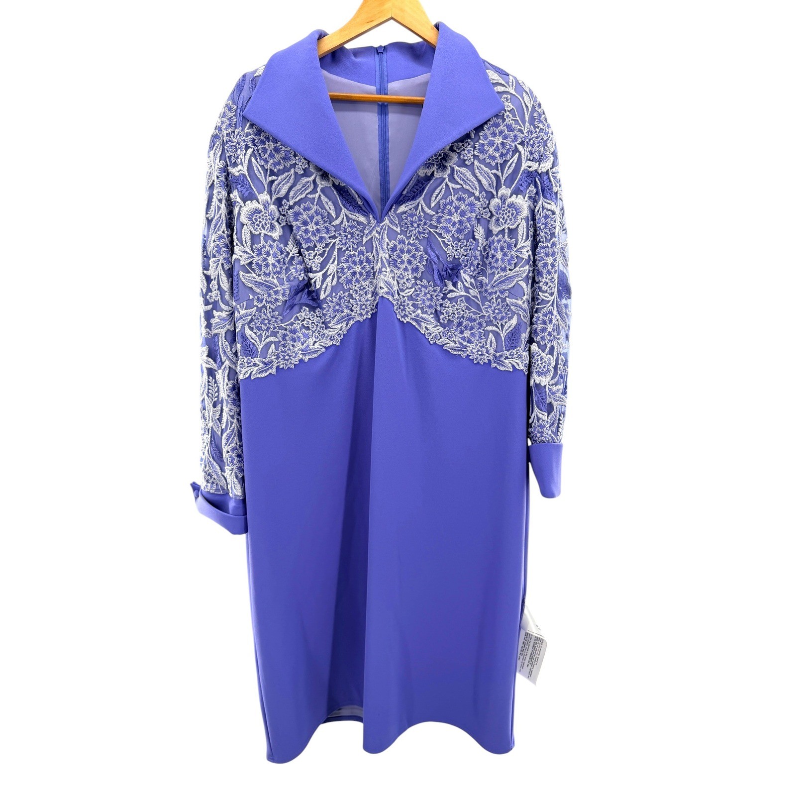 Tadashi Shoji Hutton Collar Lilac Floral Embroidered Lace Dress 22Q BOS22896MQ