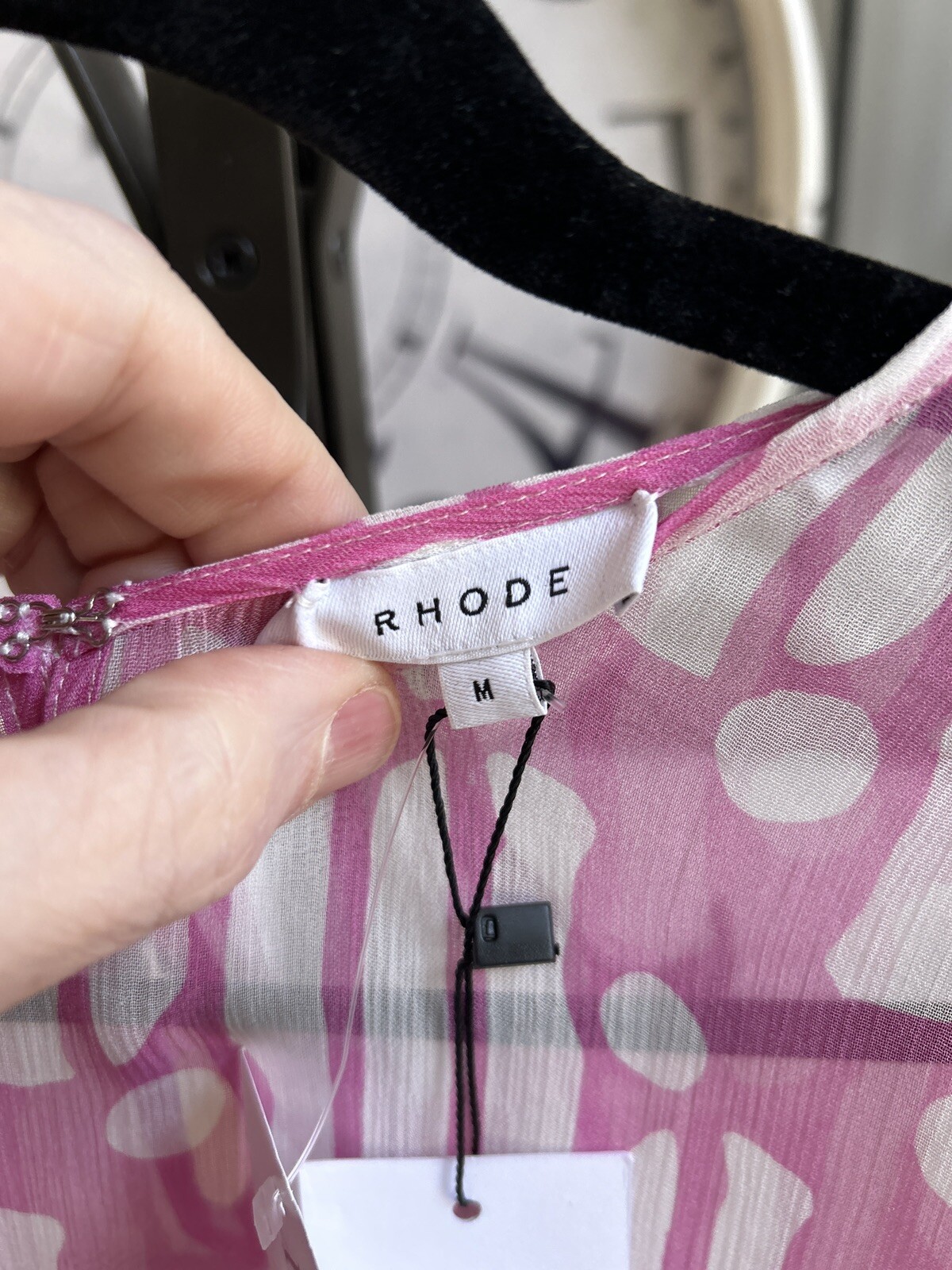 NEW NWT $525 RHODE “Ella” chiffon mini dress in pink multicolor sz M