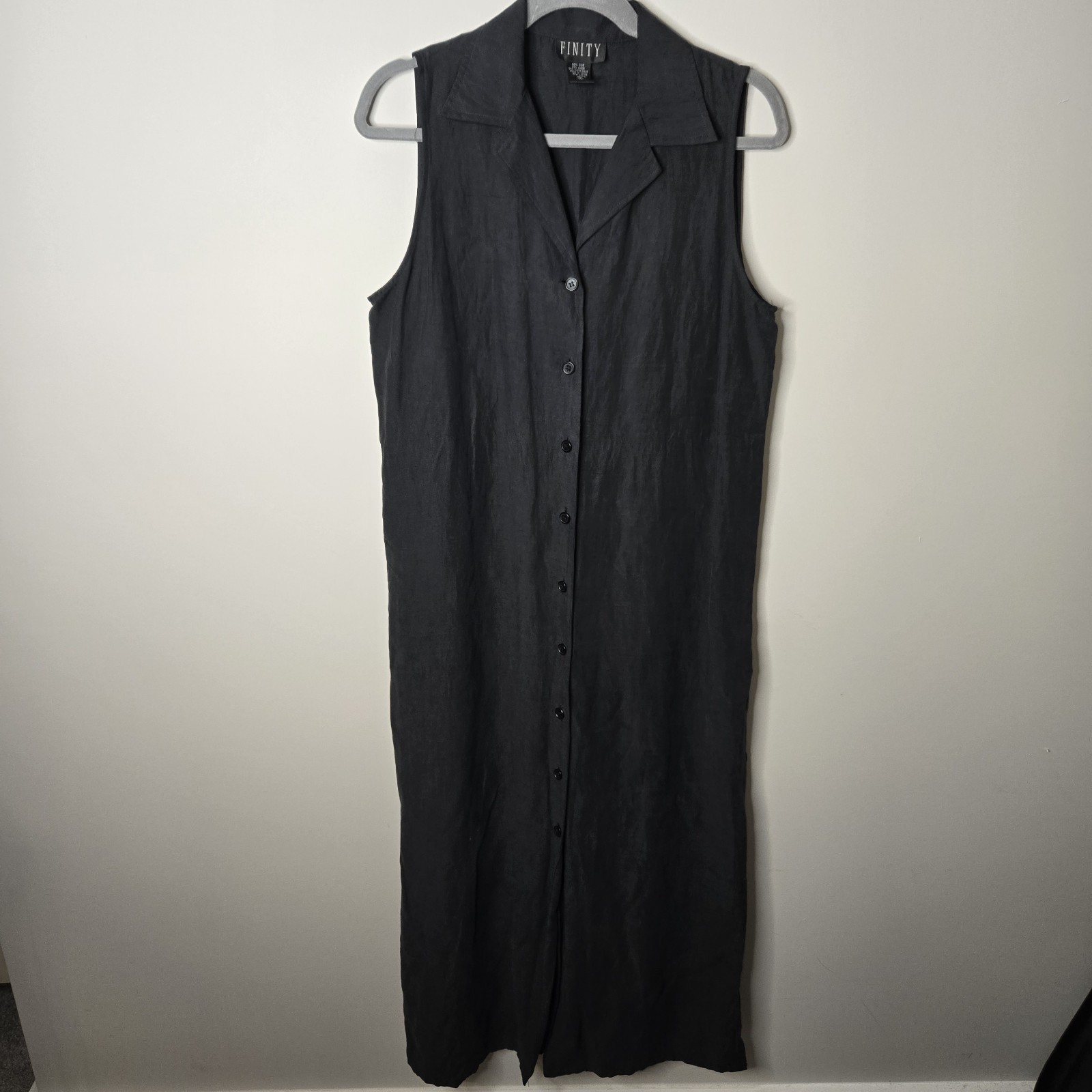 Finity Womens Dress Size 12 Silk Linen Button Front Maxi Normcore Minimalist