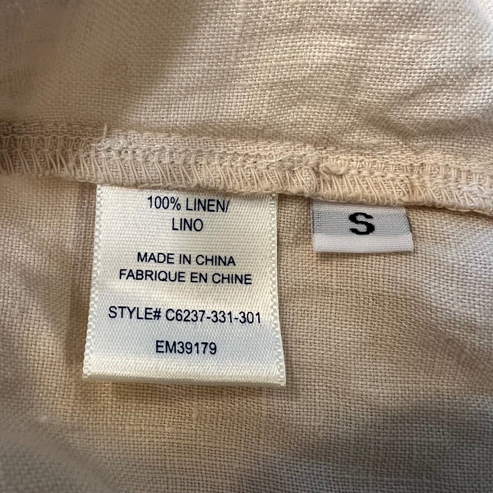 Cloth & Stone 100% Linen Oatmeal Beige Neutral Button Down Shirt Dress Size S