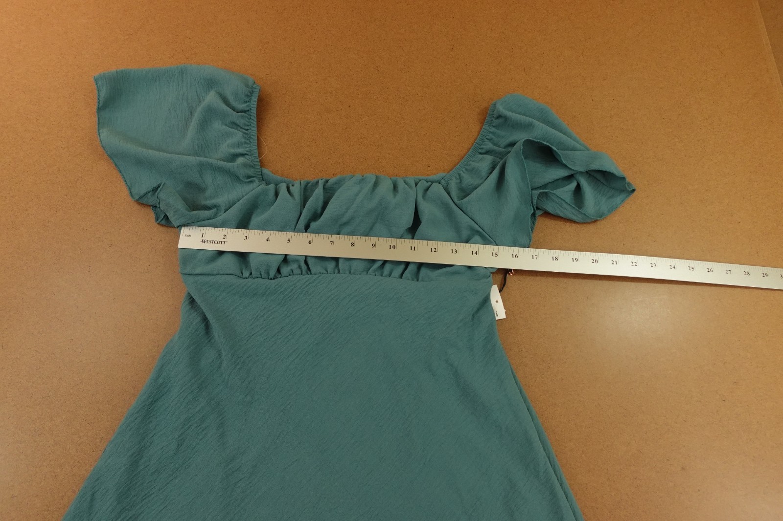 Originality Womens Large Seafoam Blue Off The Shoulder Back Bow Mini Dress NWT