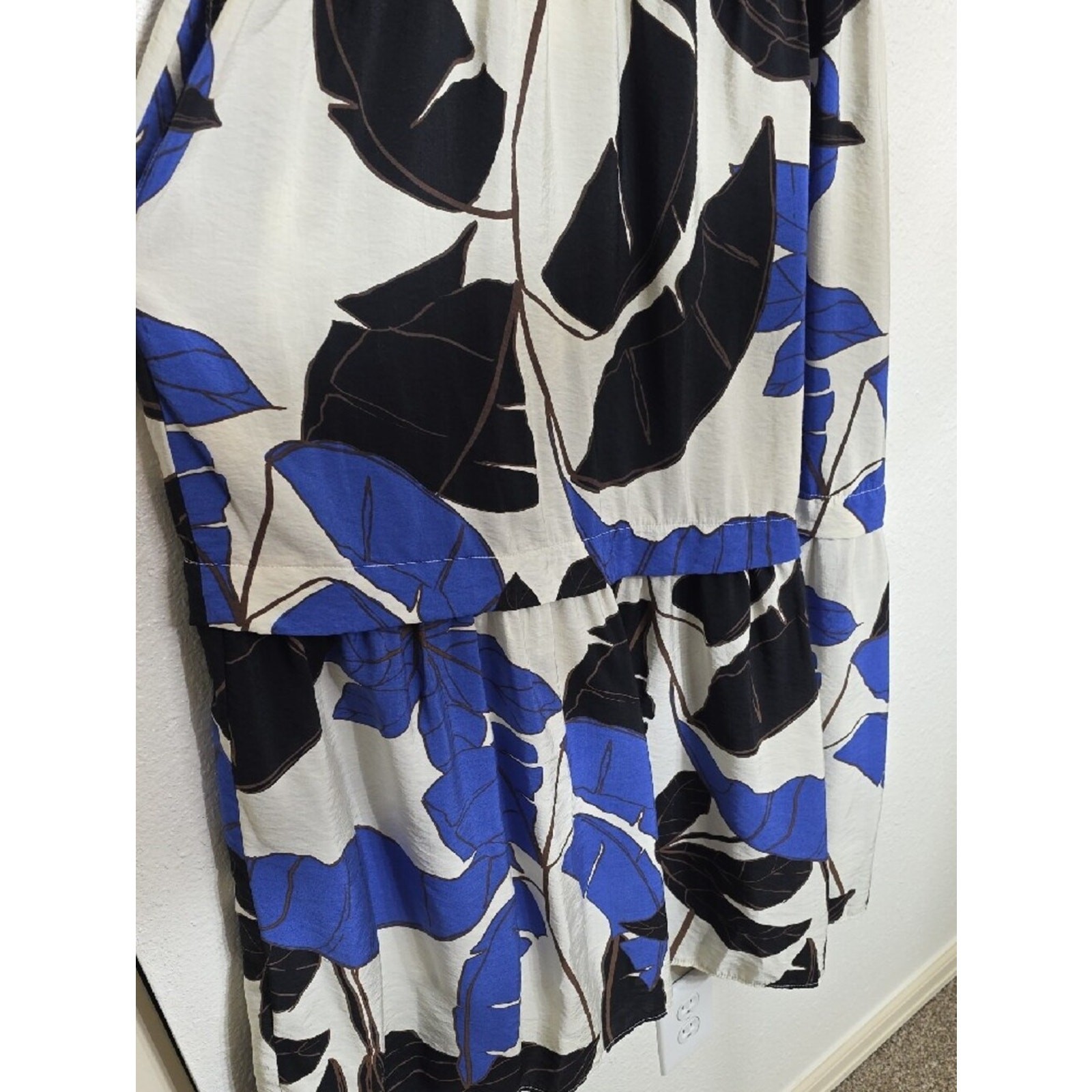 Tropical Palm Halter Maxi Dress by Sofia Vergara Size L (12-14) Blue,black.
